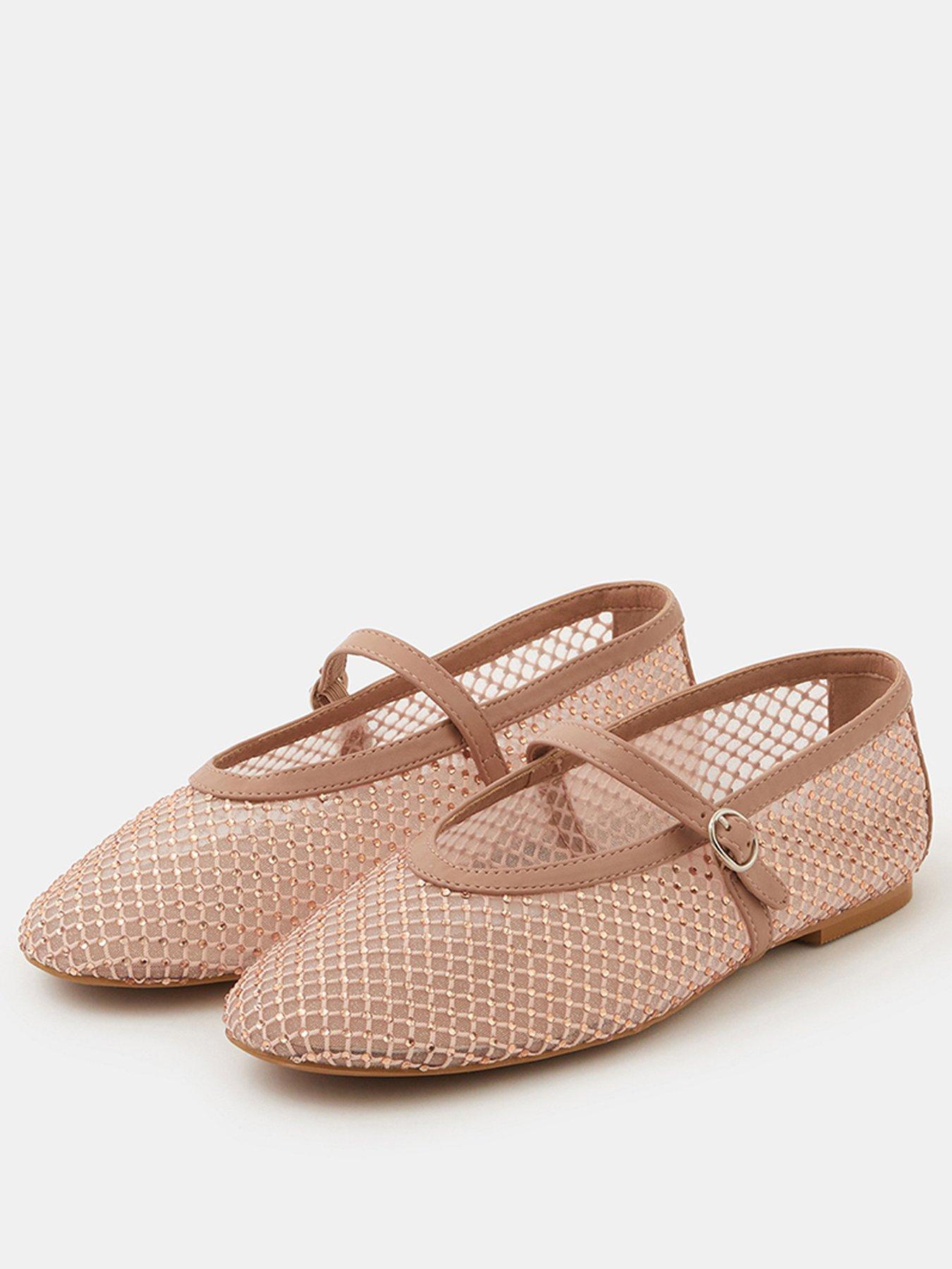 Image 2 of 4 of Accessorize Rhinestone Mesh Mary Jane Ballet Flats