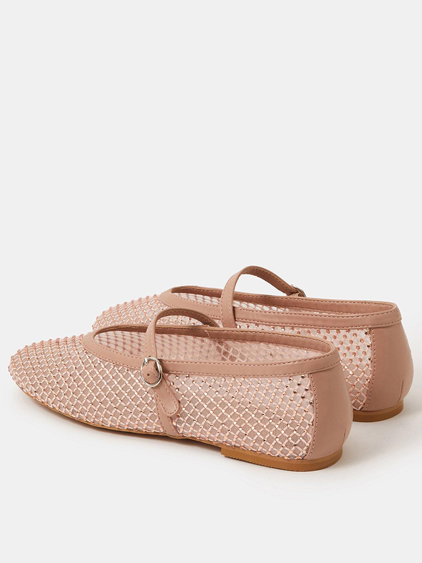 Image 3 of 4 of Accessorize Rhinestone Mesh Mary Jane Ballet Flats