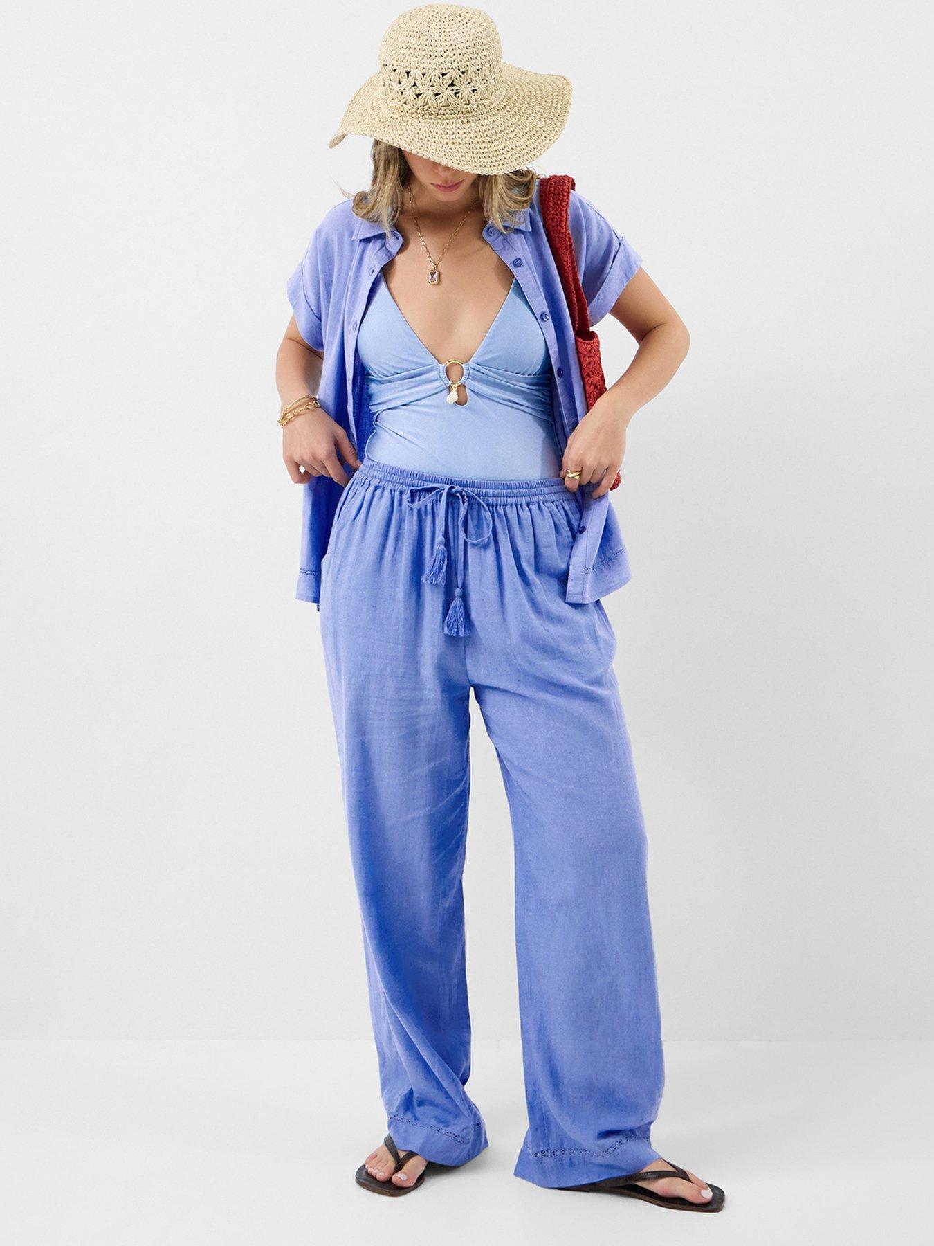 Image 3 of 5 of Accessorize Lace Trim Wide Leg Beach Trousers