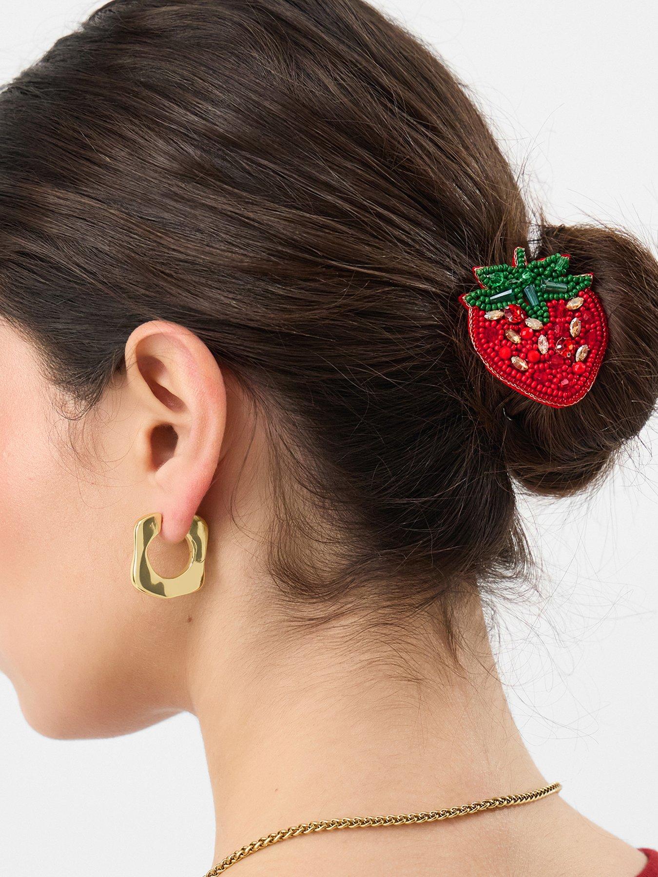 Image 2 of 3 of Accessorize Beaded Strawberry Hair Tie