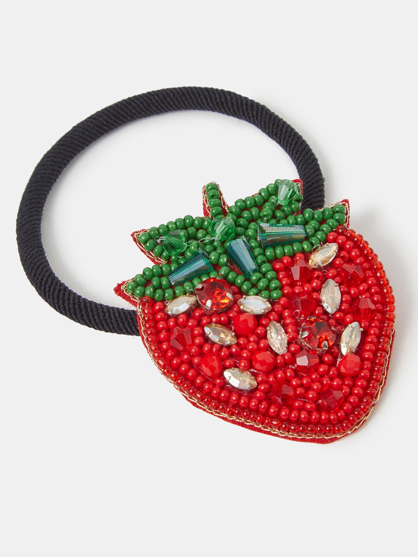 Image 3 of 3 of Accessorize Beaded Strawberry Hair Tie