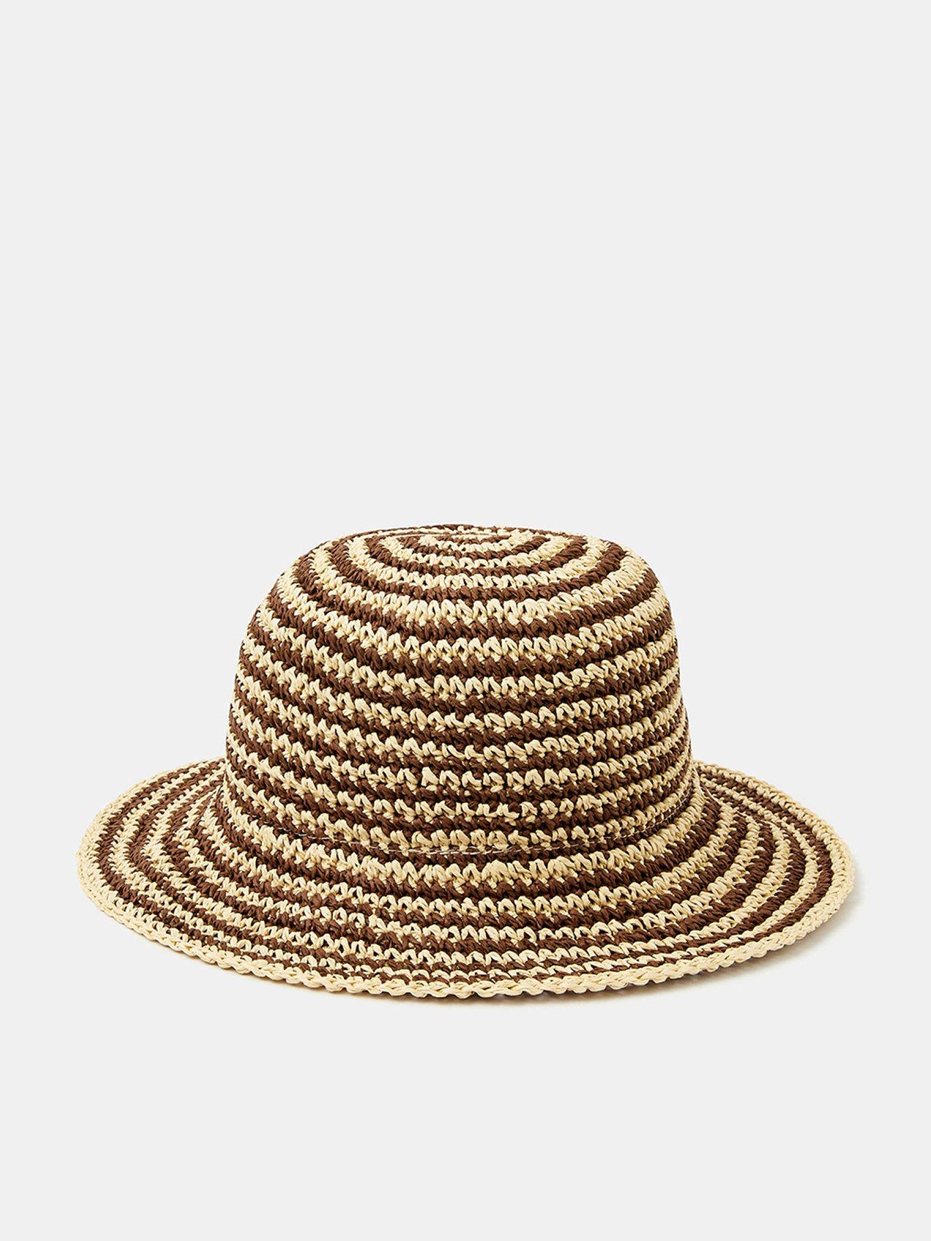 Image 1 of 3 of Accessorize Stripe Raffia Bucket Hat