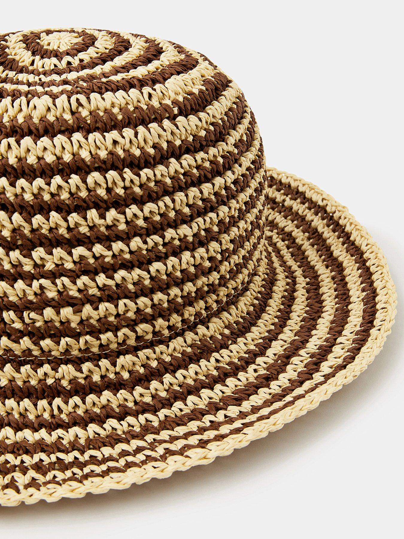 Image 3 of 3 of Accessorize Stripe Raffia Bucket Hat