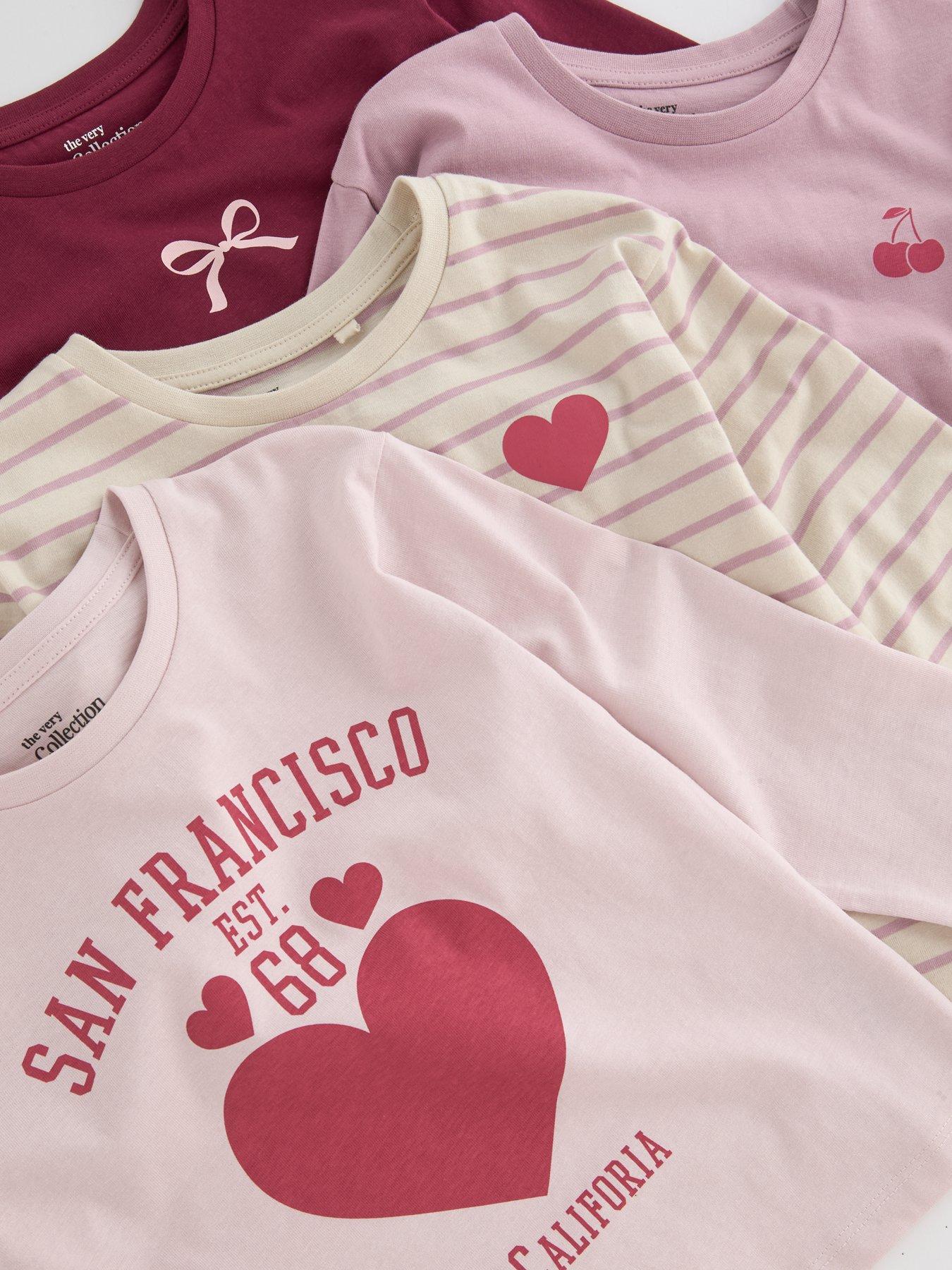 Image 5 of 5 of The Very Collection Girls 4 Pack Cotton Long Sleeve T-Shirts (9 months - 7 years) - Print
