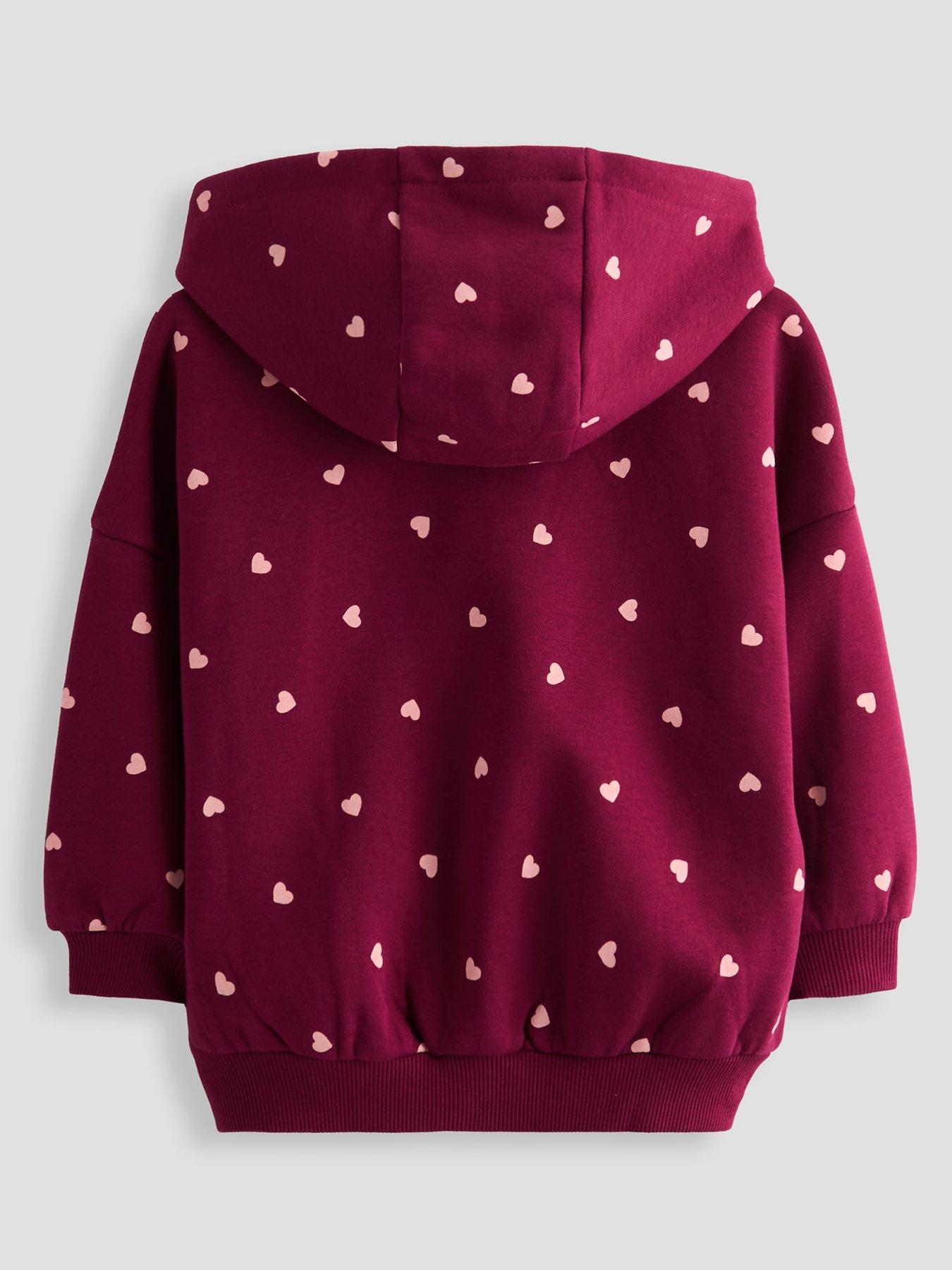 Image 2 of 4 of The Very Collection Girls Heart Print Zip-Up Hoody - Red