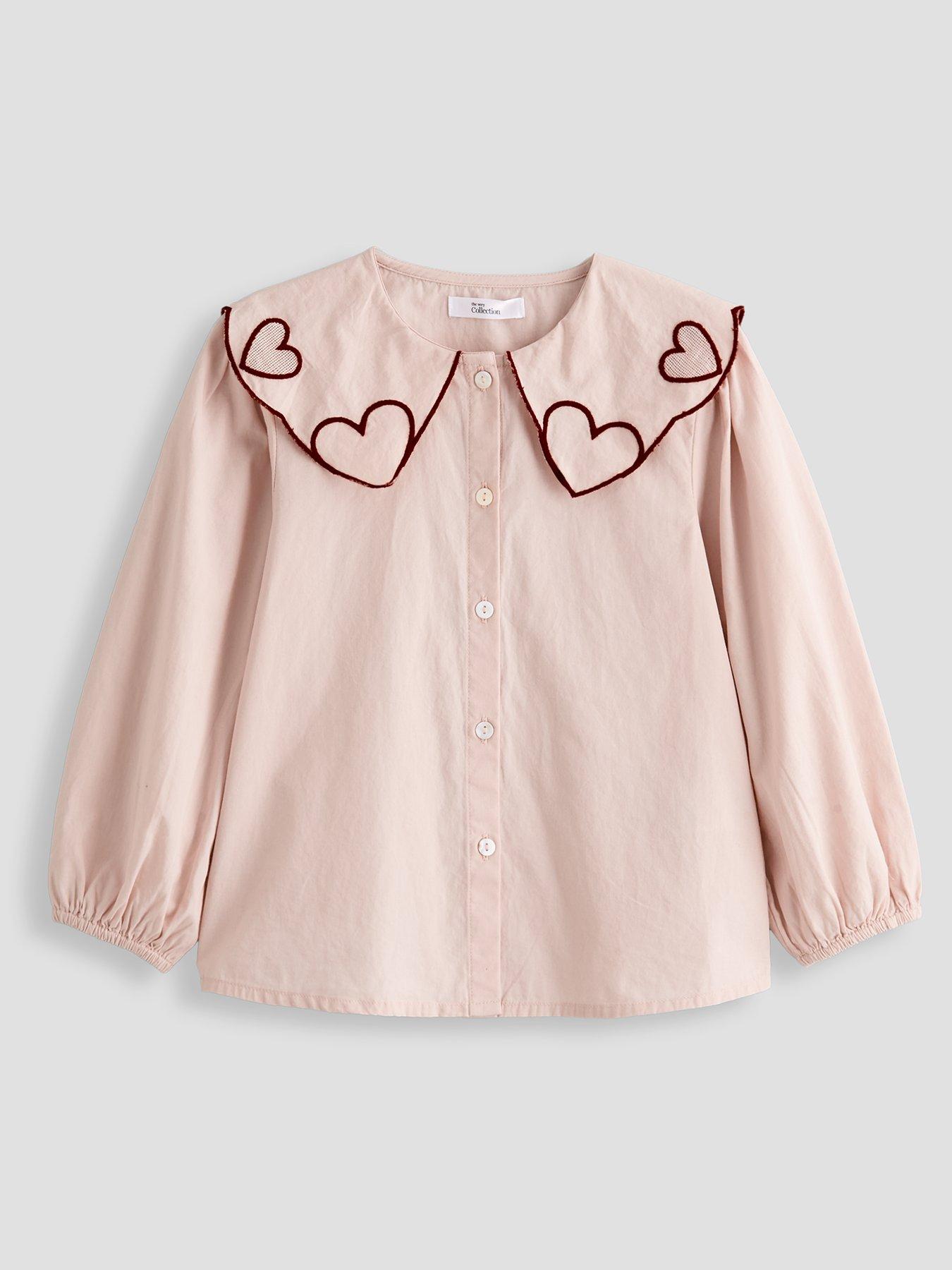 Image 1 of 4 of The Very Collection Girls Heart Collar Blouse (9 months - 7 years) - Pink