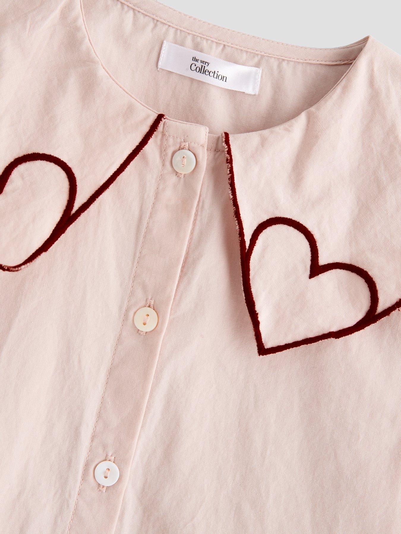 Image 3 of 4 of The Very Collection Girls Heart Collar Blouse (9 months - 7 years) - Pink