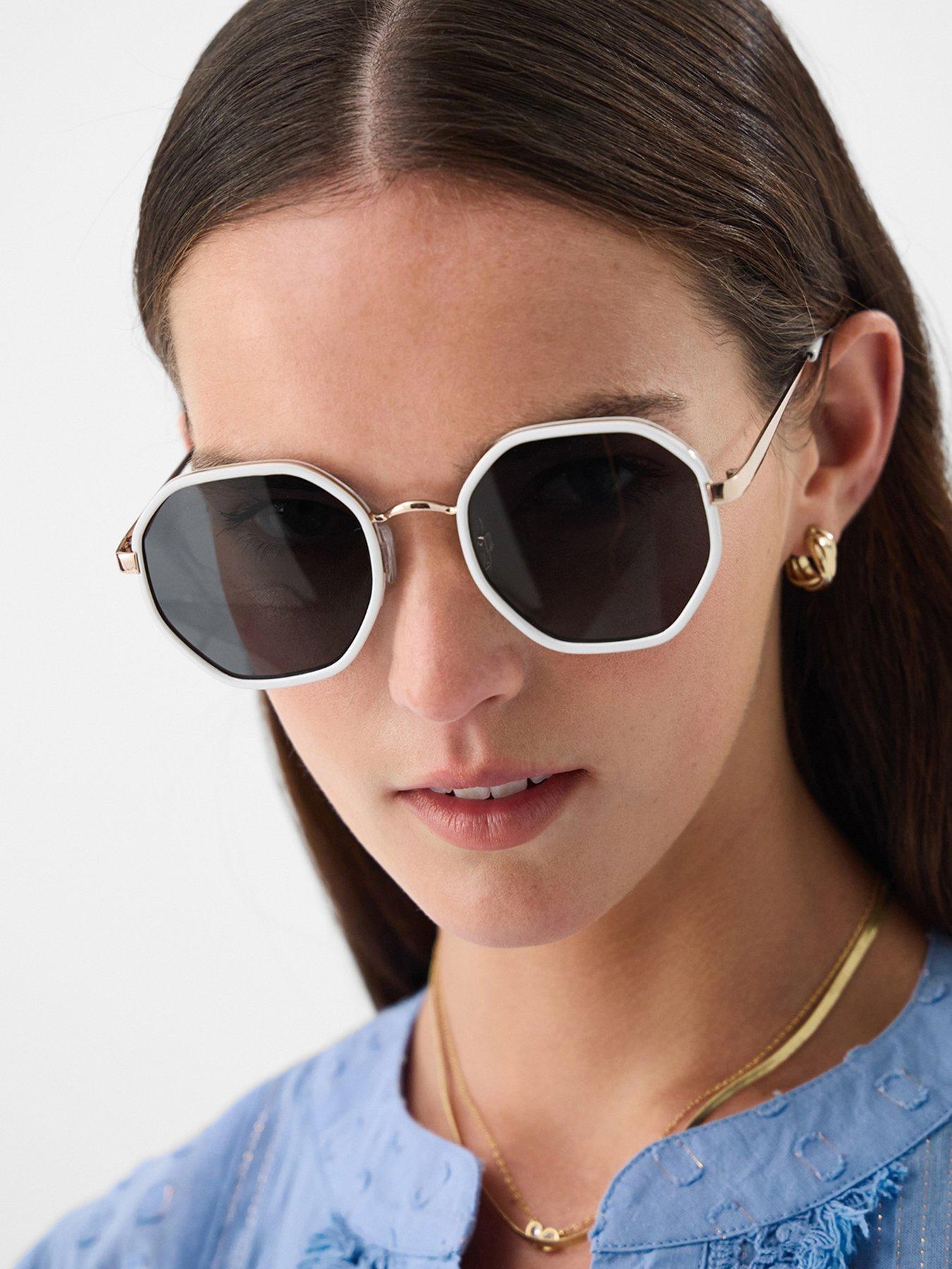 Image 2 of 3 of Accessorize Mono Hexagonal Sunglasses