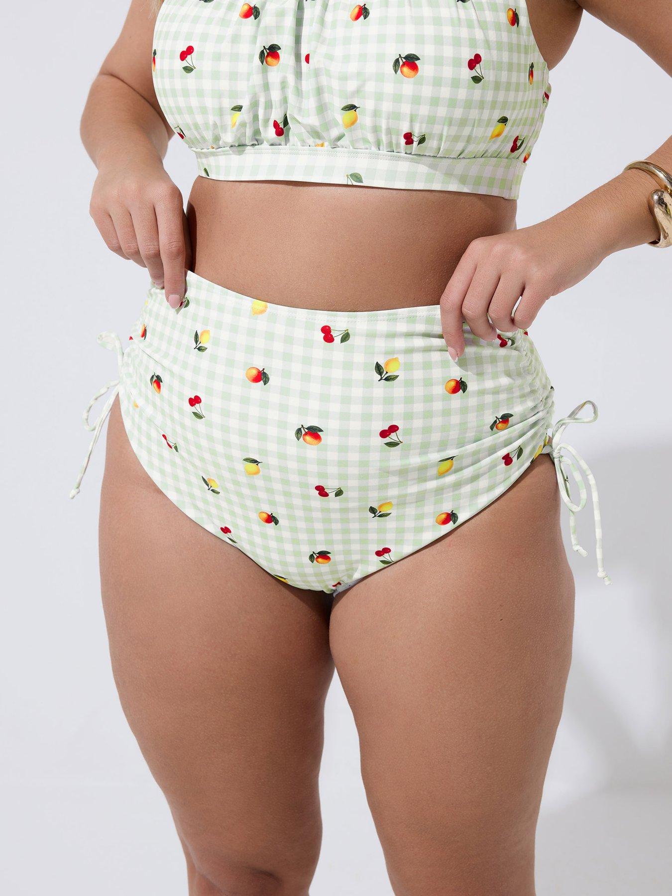 Yours Curve Gingham Fruit Print Bikini Bottom