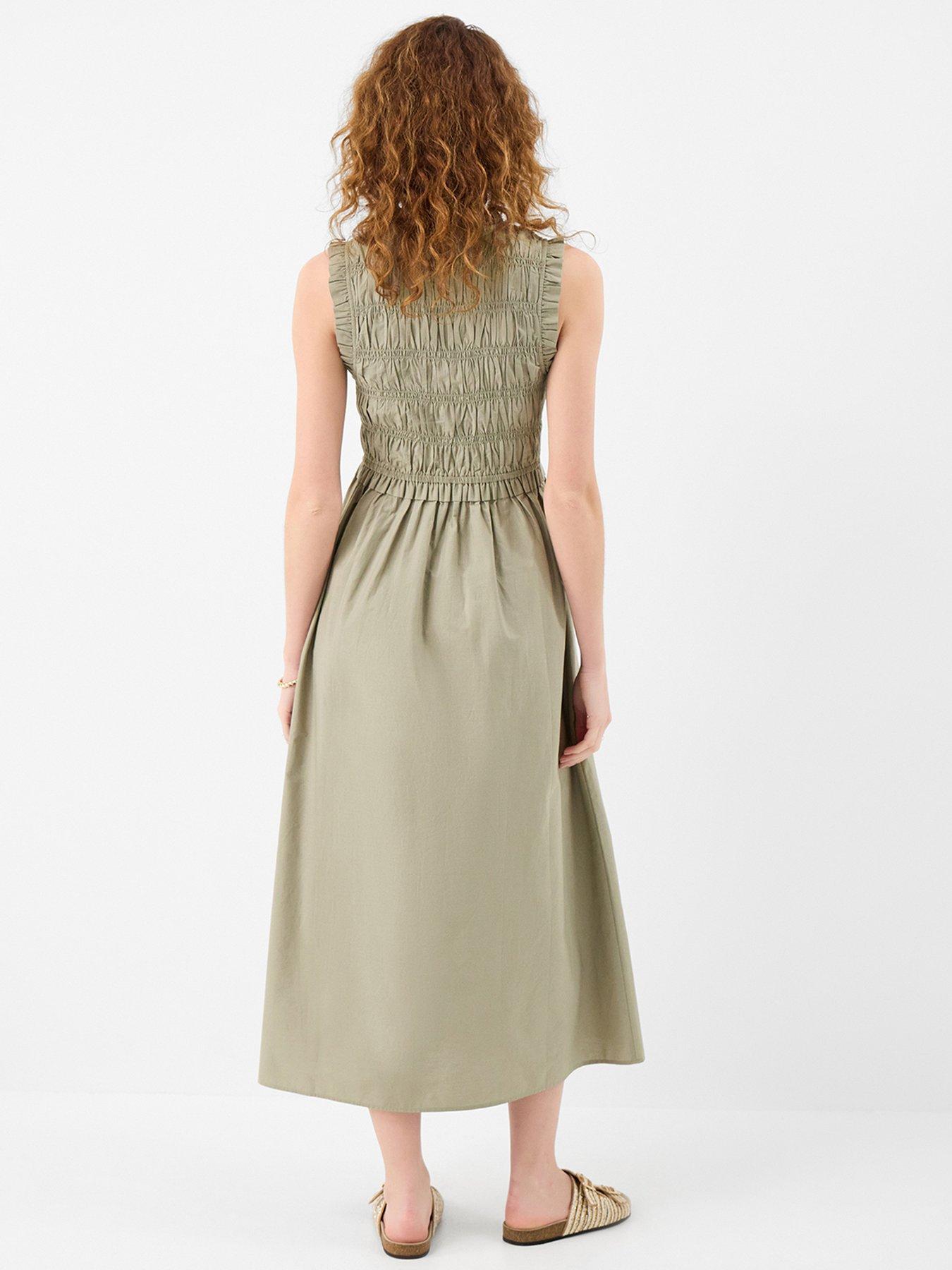 Image 2 of 4 of Accessorize Tied Front Smocked Midi Dress