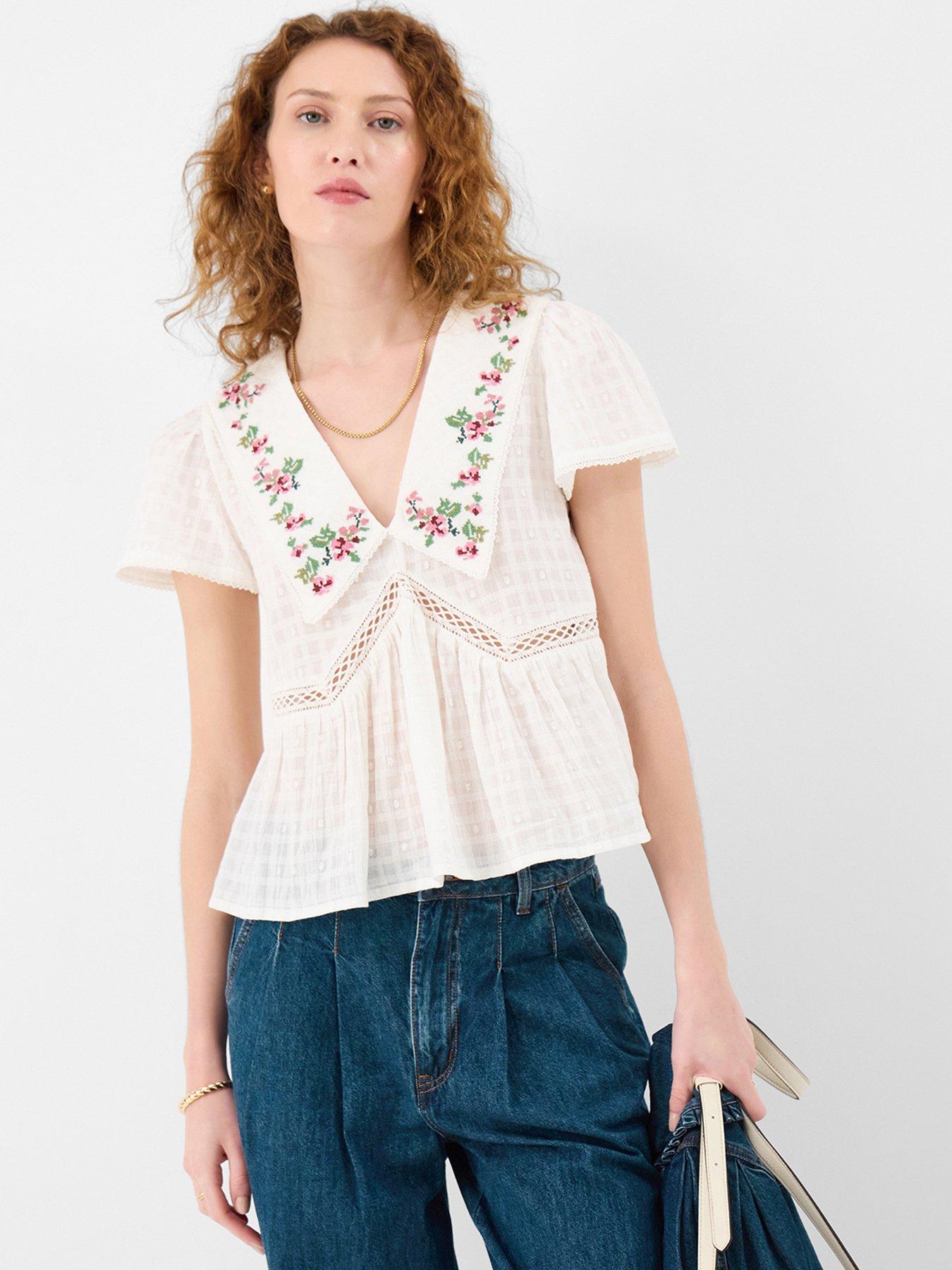 Accessorize Floral Embroidered Collar Blouse