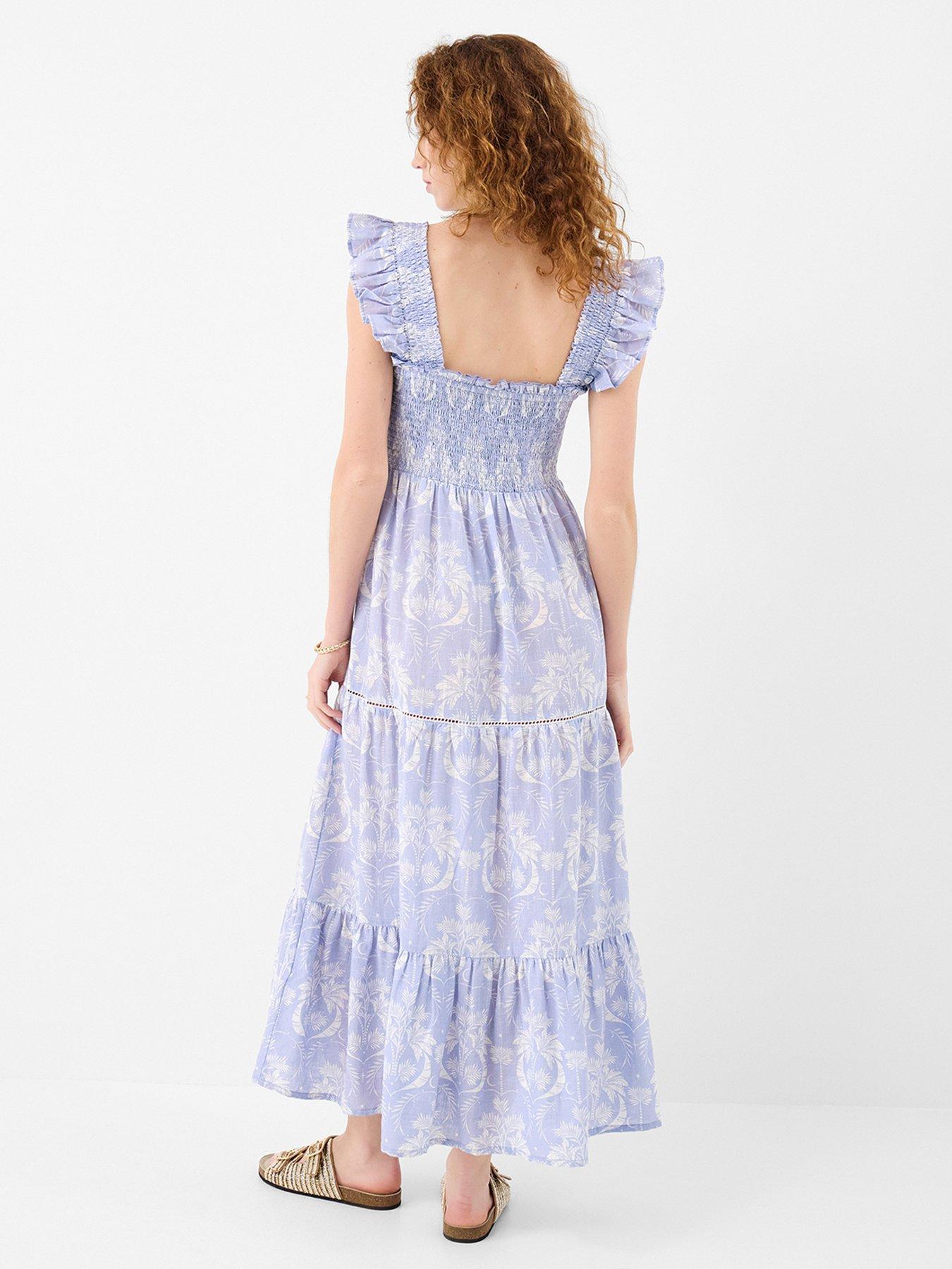 Image 2 of 4 of Accessorize Feather Print Frill Midi Dress