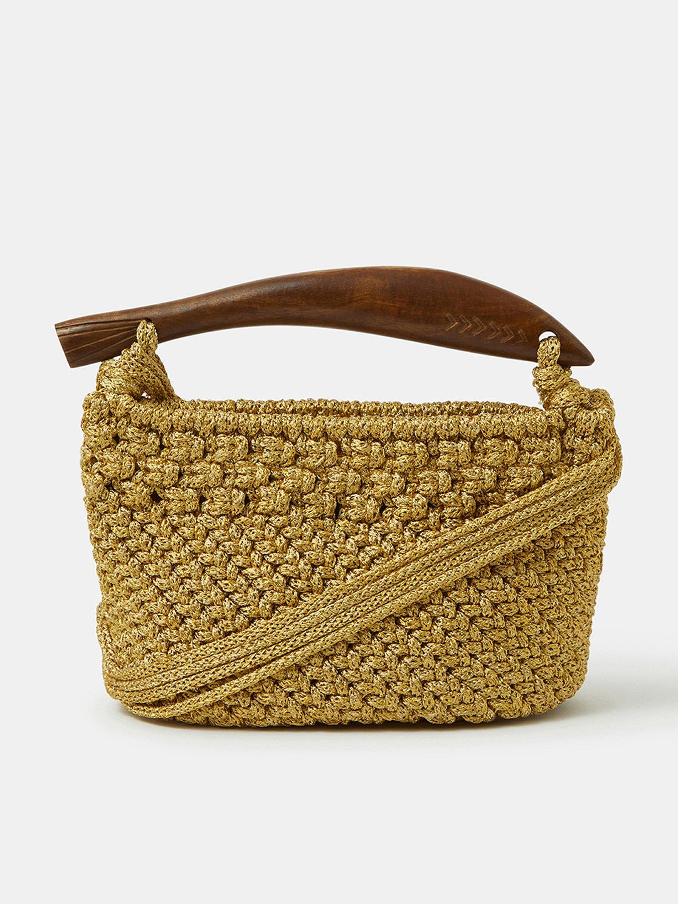 Accessorize Fish Handle Woven Crossbody Bag