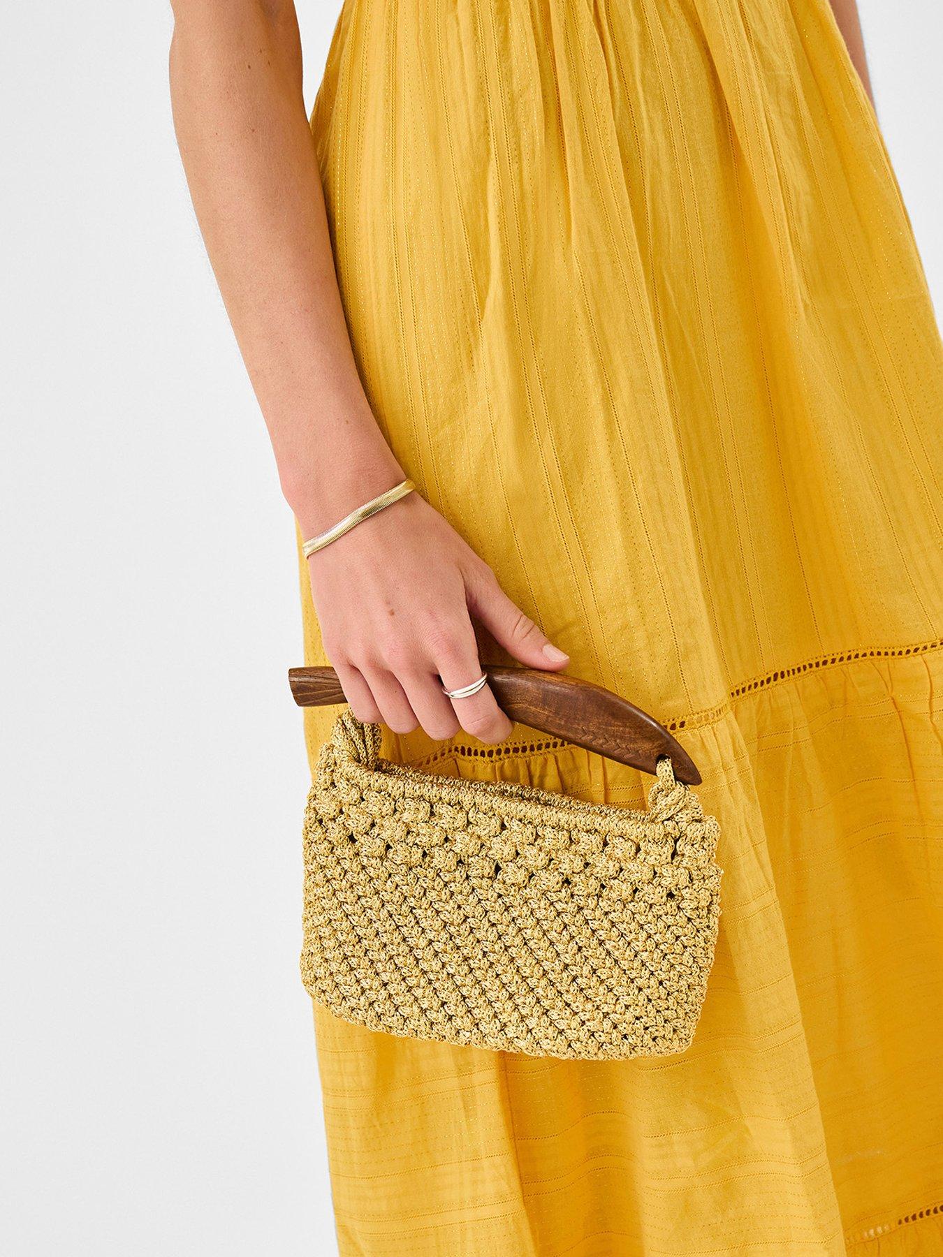 Image 2 of 5 of Accessorize Fish Handle Woven Crossbody Bag