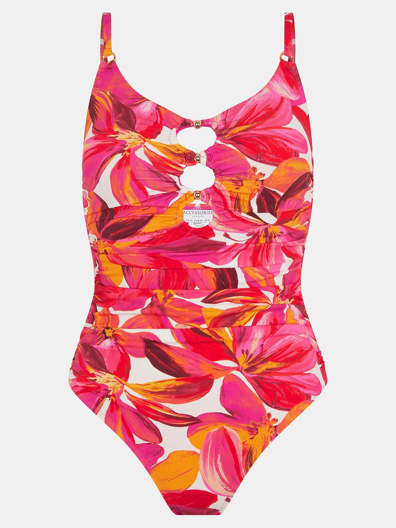 Image 3 of 5 of Accessorize Floral Cut Out Swimsuit