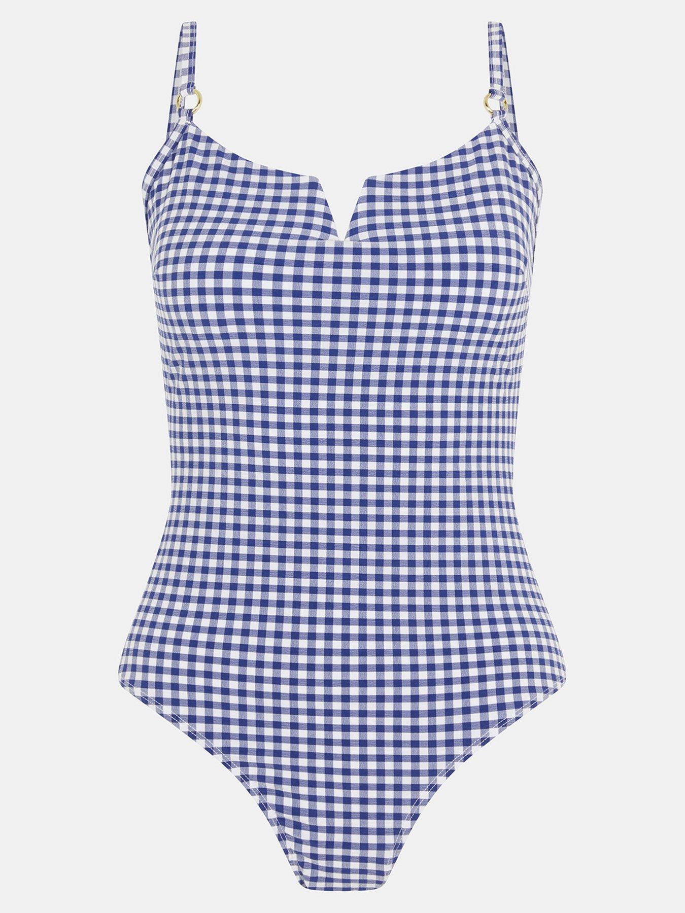 Image 3 of 5 of Accessorize V-front Gingham Shaping Swimsuit