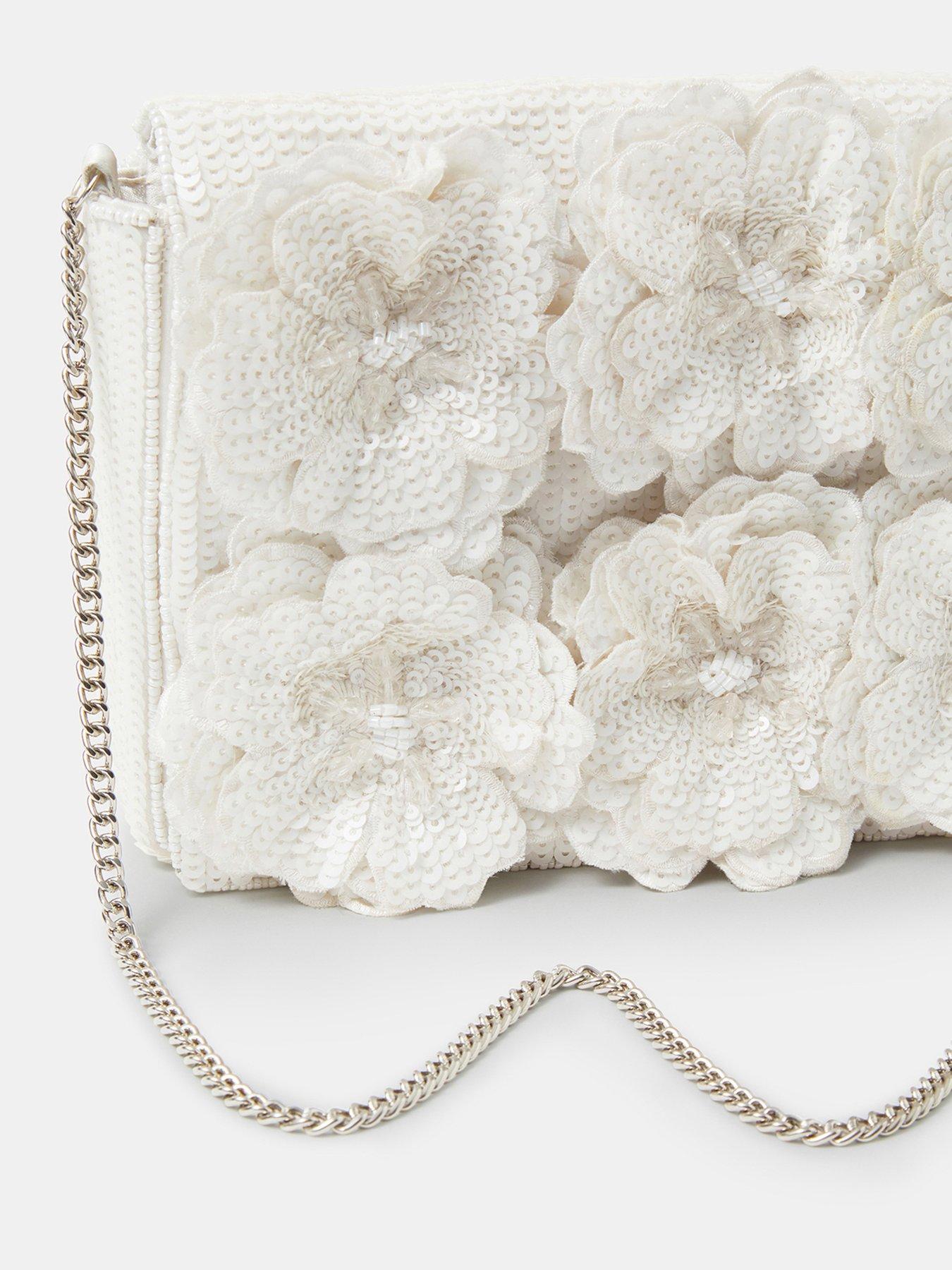 Image 3 of 4 of Accessorize 3d Sequin Flower Clutch Bag