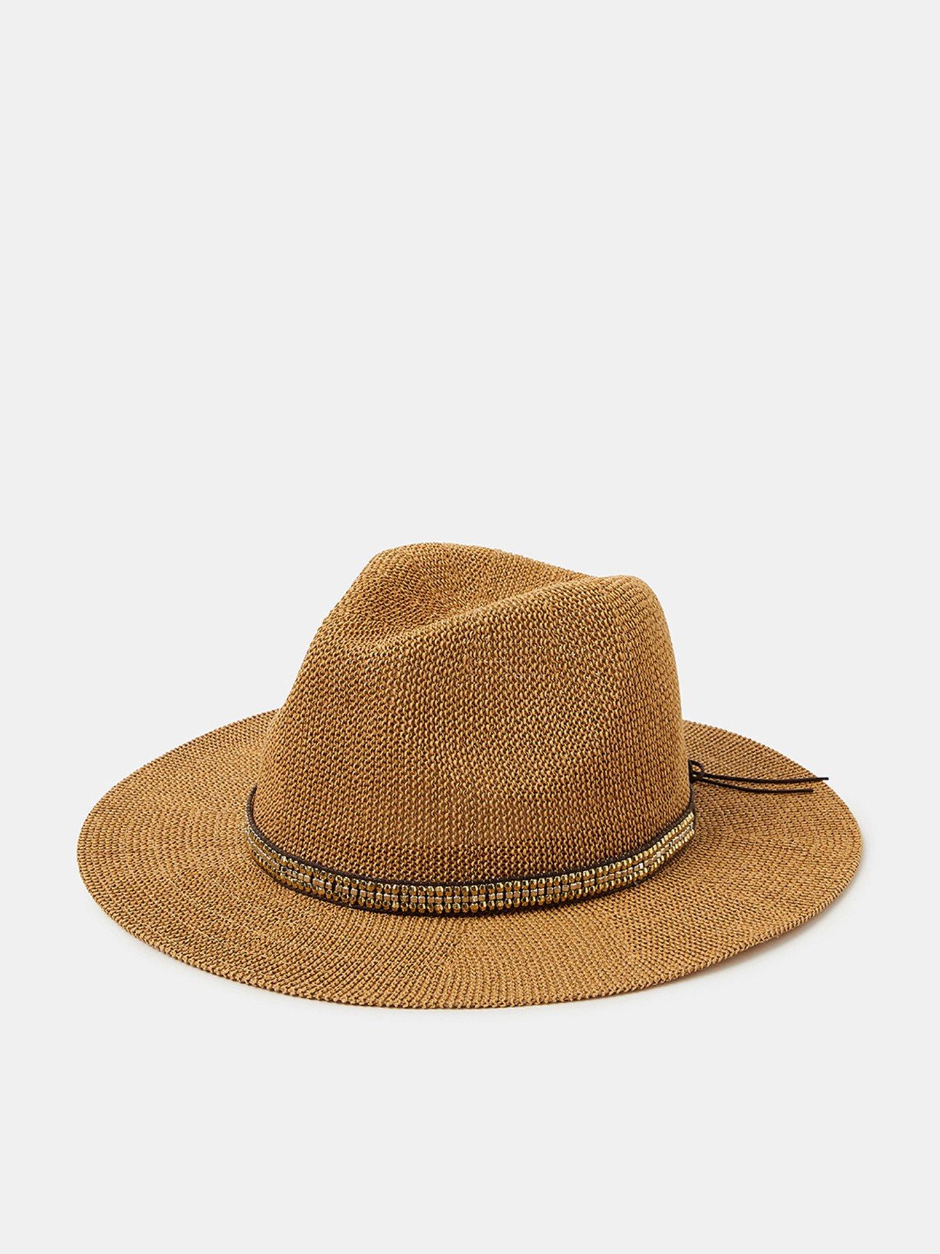 Image 1 of 3 of Accessorize Metallic Trim Fedora Hat