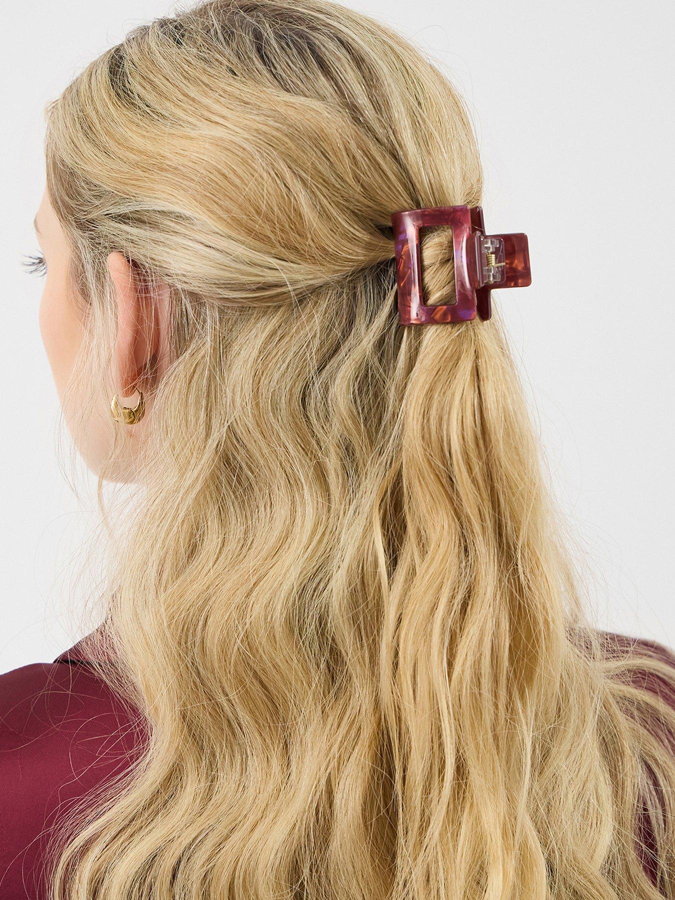 Image 2 of 3 of Accessorize 4-pack Iridescent Square Claw Clips