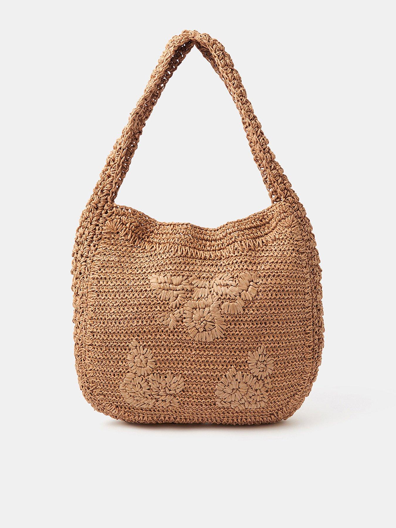 Accessorize Slouchy Raffia Flower Bag