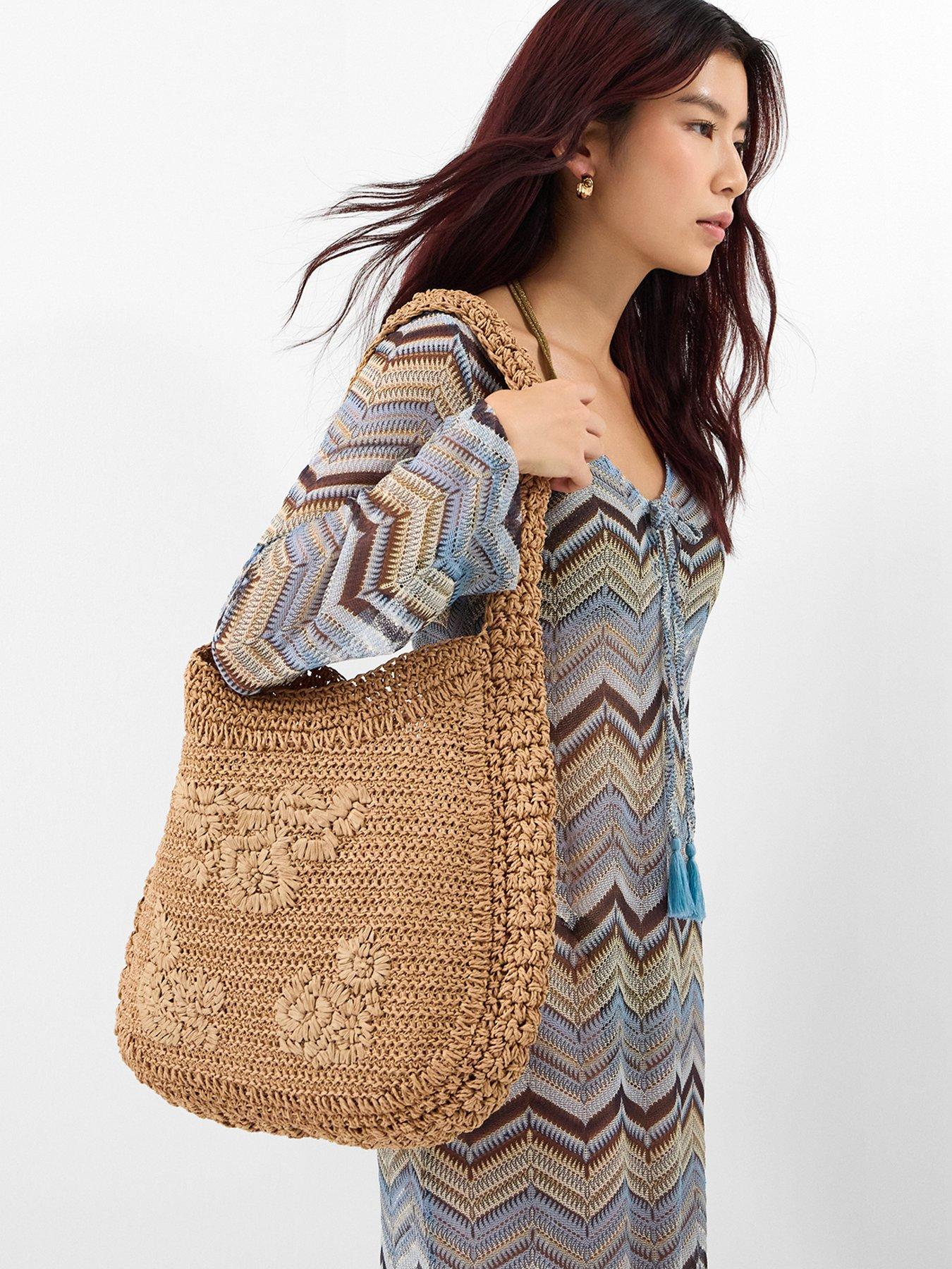 Image 2 of 5 of Accessorize Slouchy Raffia Flower Bag