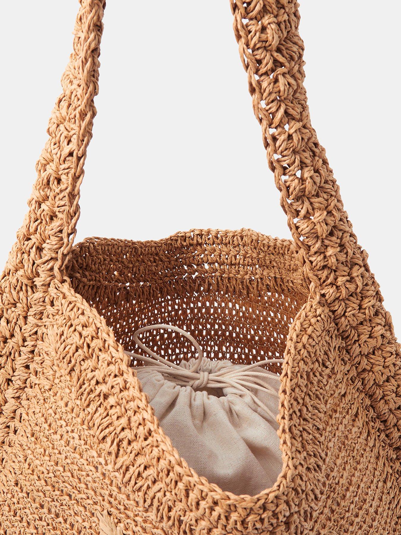 Image 4 of 5 of Accessorize Slouchy Raffia Flower Bag