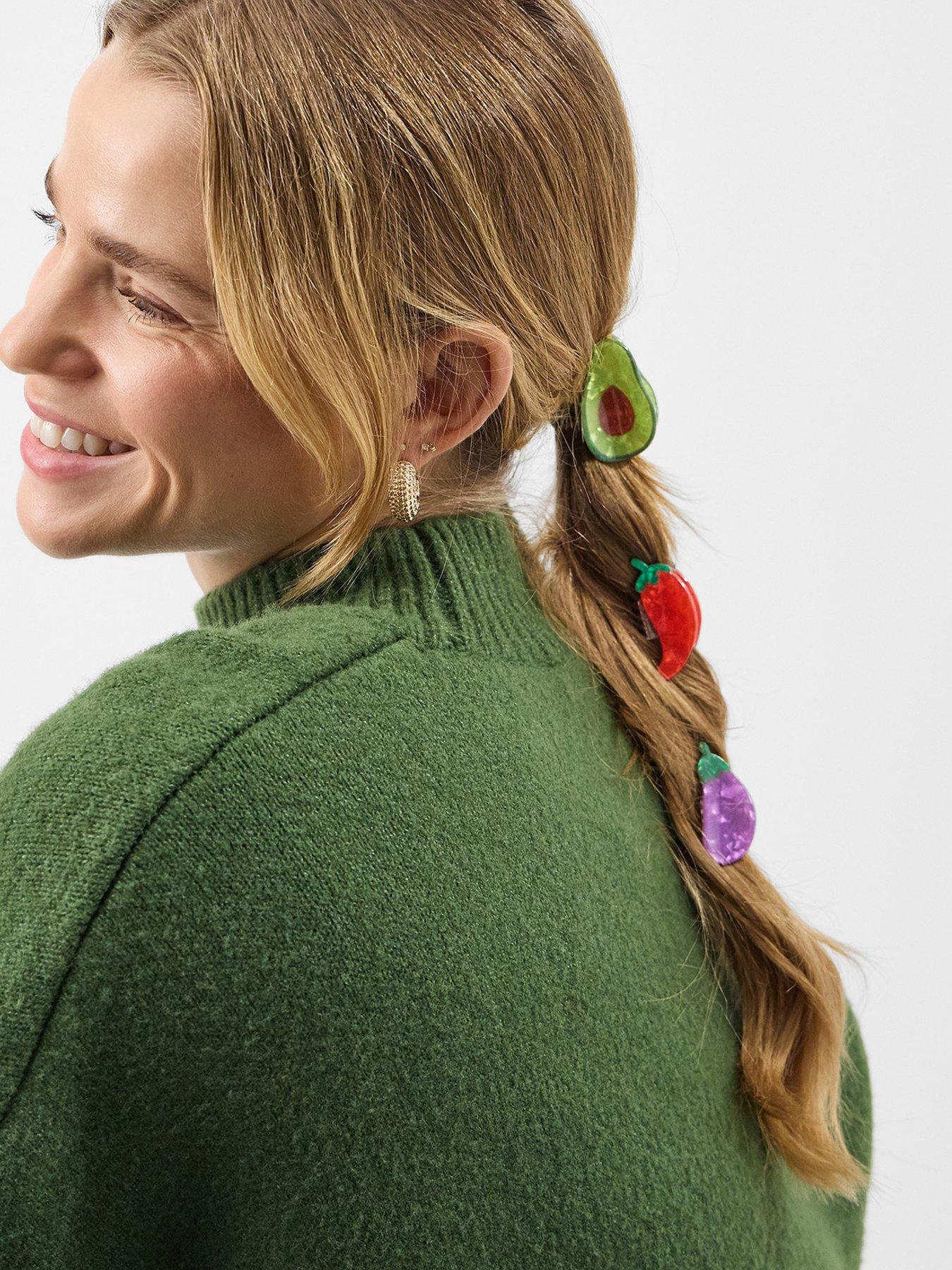 Image 2 of 3 of Accessorize 3-pack Mini Fruit &amp; Veg Claw Clips
