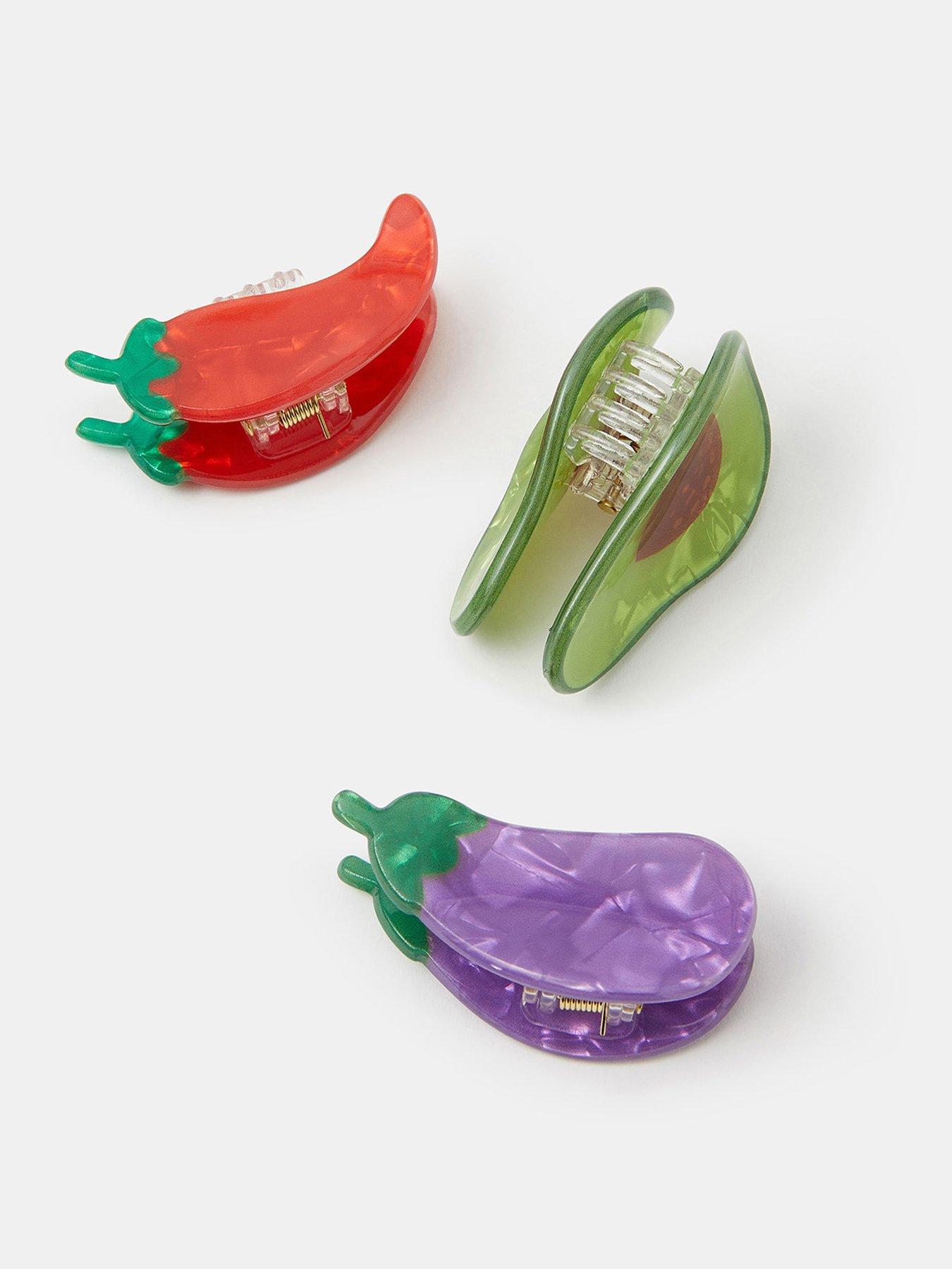 Image 3 of 3 of Accessorize 3-pack Mini Fruit &amp; Veg Claw Clips