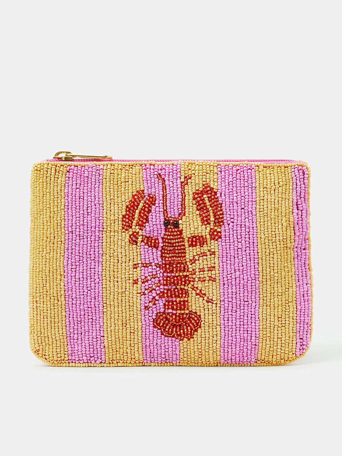 Accessorize Lobster Beaded Stripe Pouch