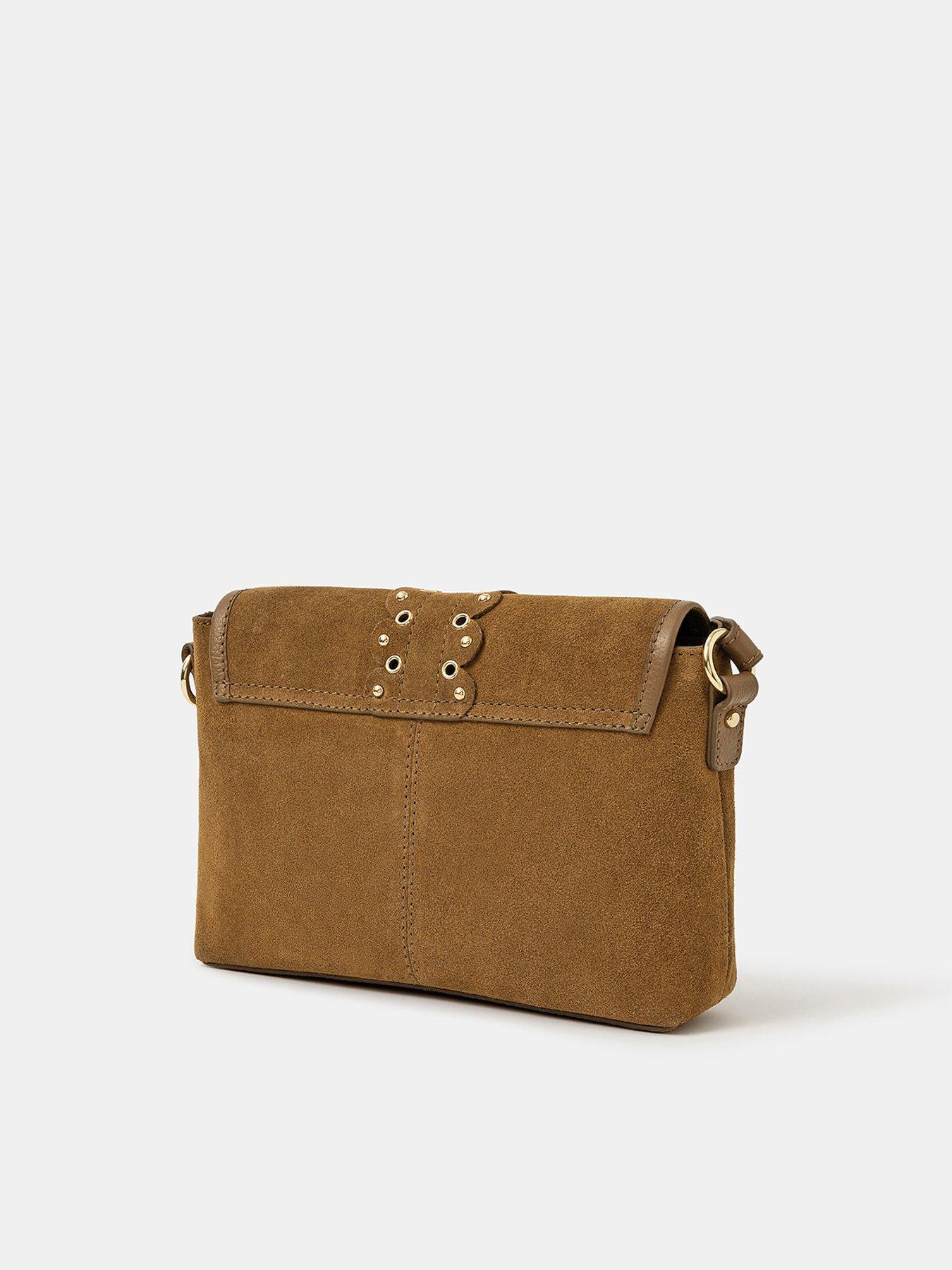 Image 2 of 4 of Accessorize Eyelet Detail Suede Crossbody Bag