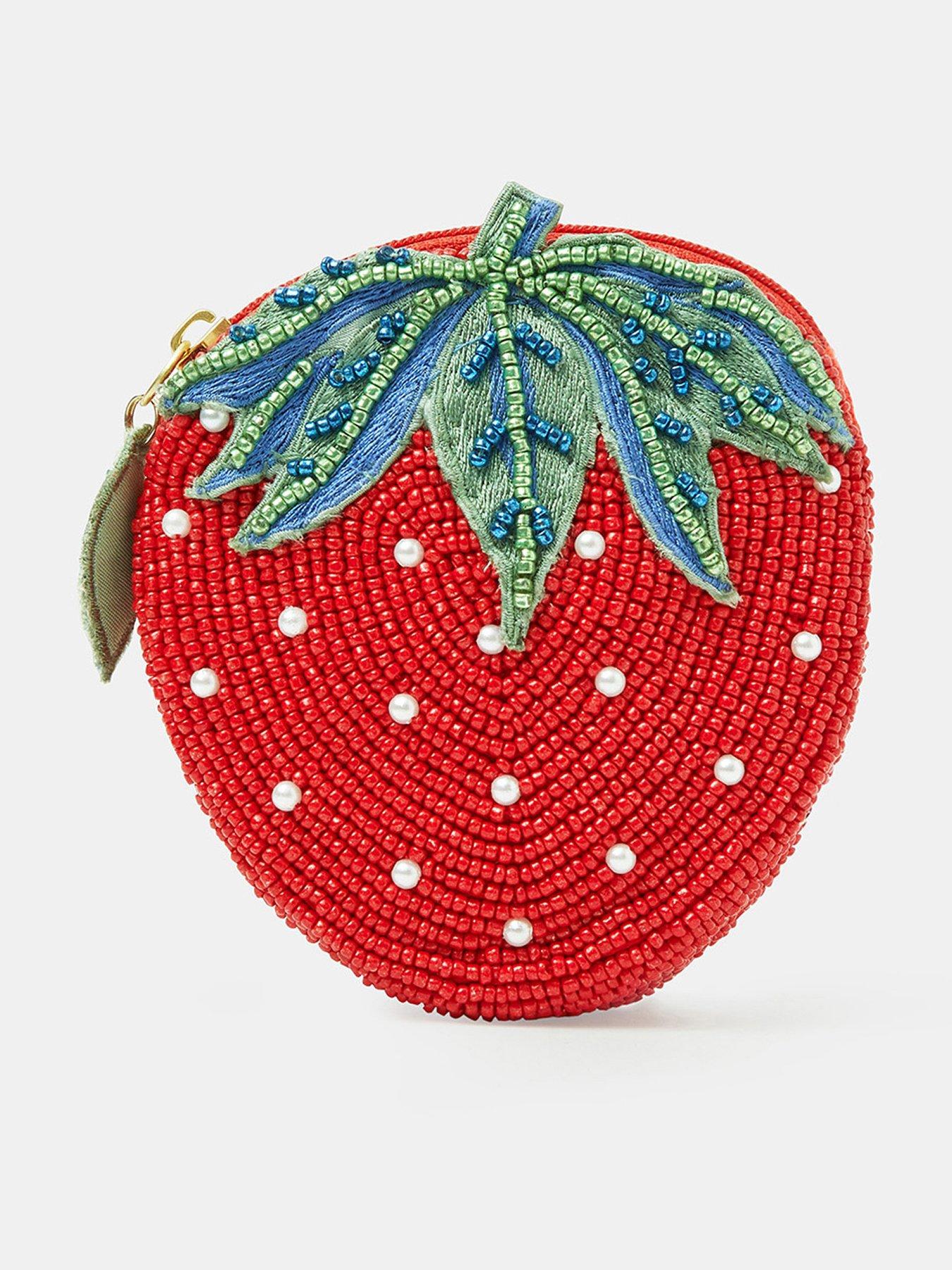 Image 1 of 3 of Accessorize Beaded Strawberry Coin Purse