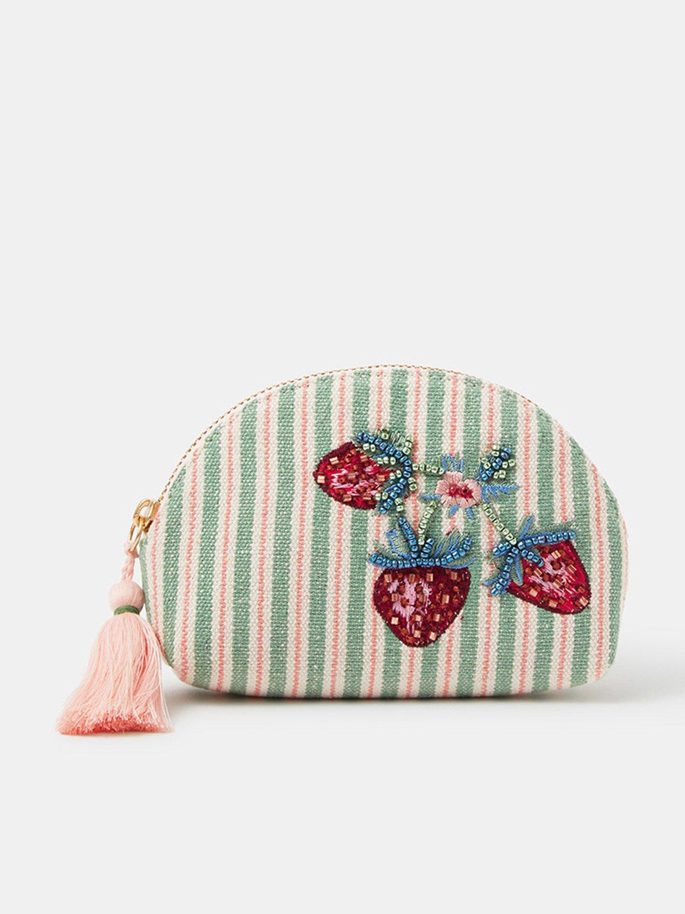 Image 1 of 3 of Accessorize Embellished Strawberry Stripe Coin Purse
