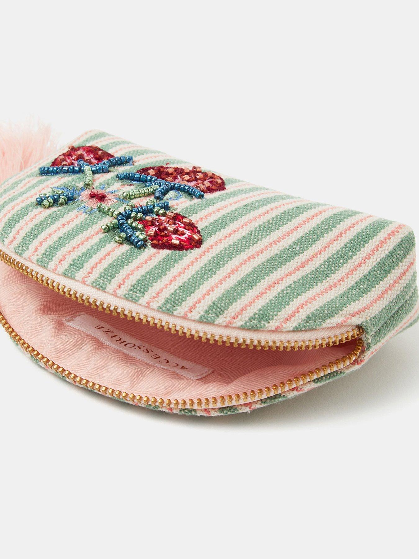 Image 3 of 3 of Accessorize Embellished Strawberry Stripe Coin Purse