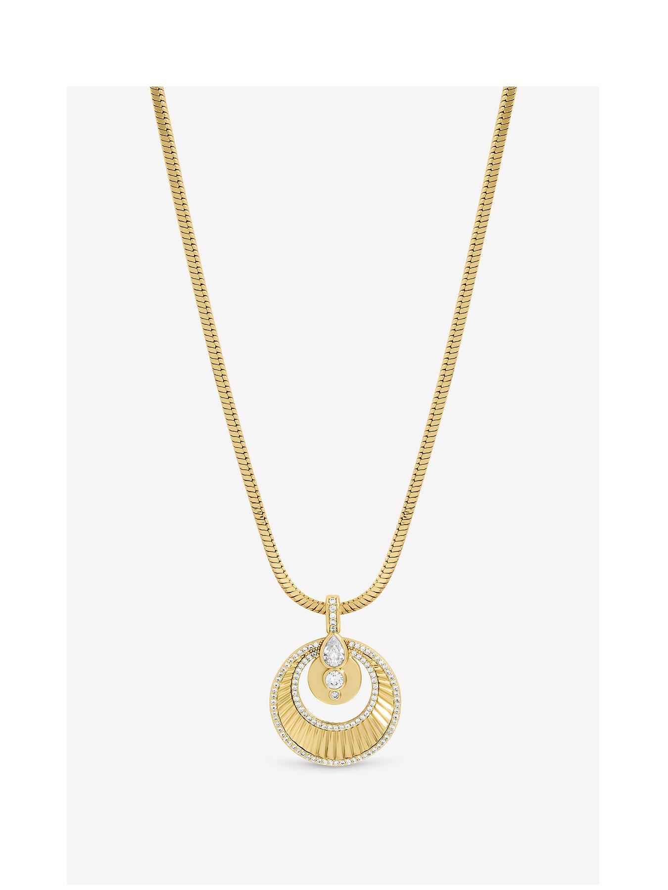 Inicio Inicio Two Tone and Crystal Disk Pendant - Gift Pouch