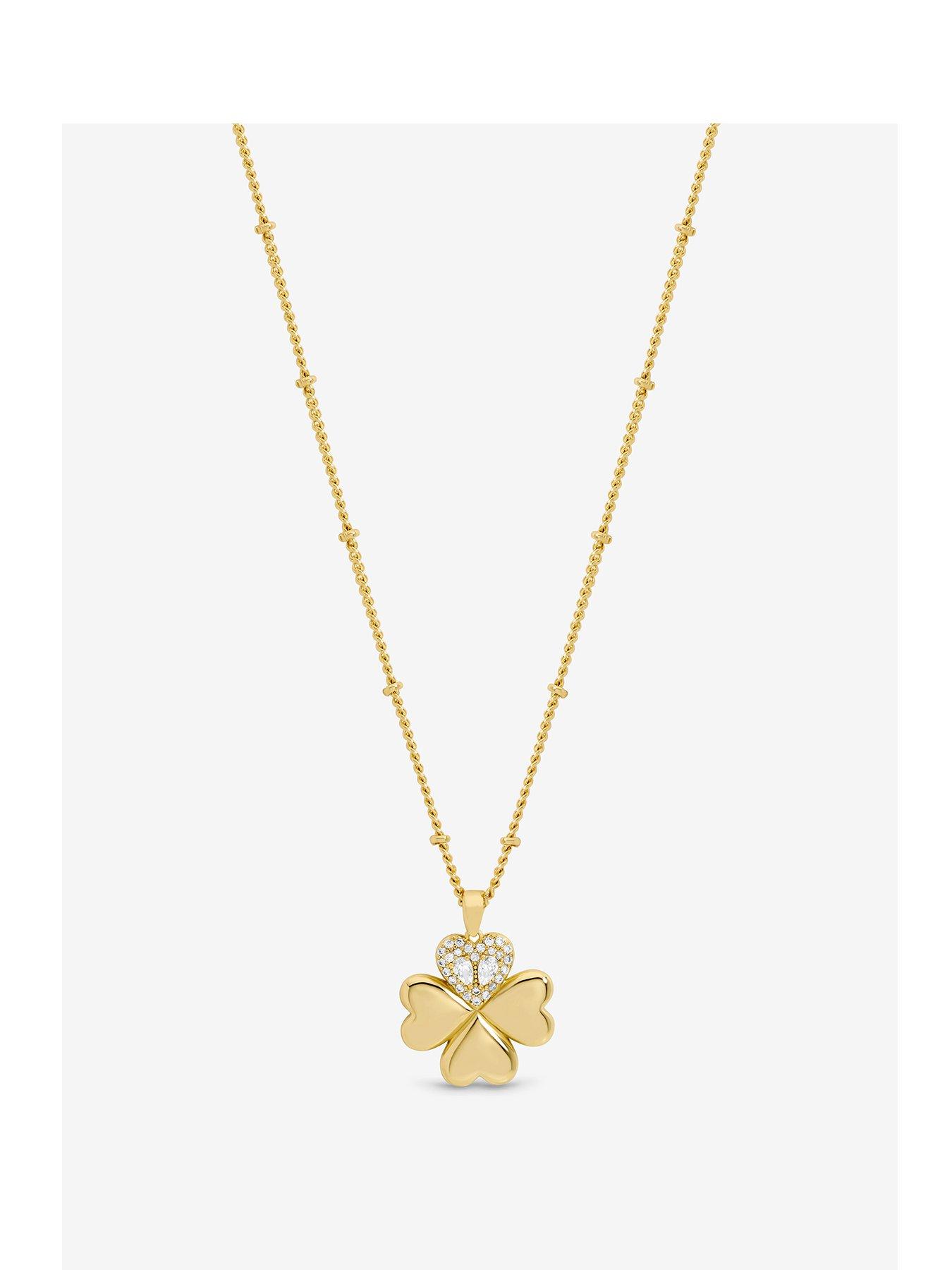Inicio Inicio Gold Plated and Crystal Clover Pendant - Gift Pouch