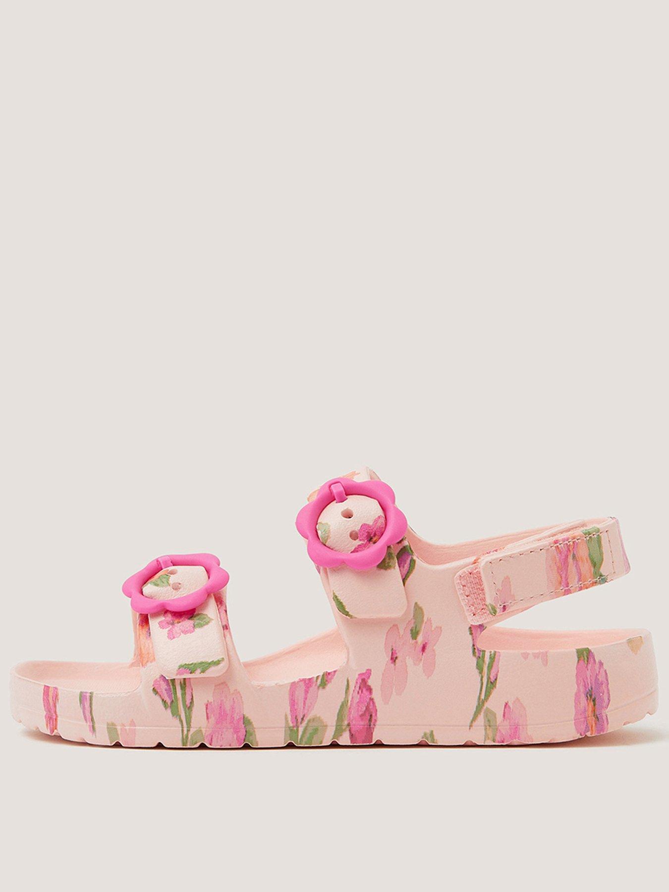 Monsoon Girls Floral Plastic Sliders - Light Cream