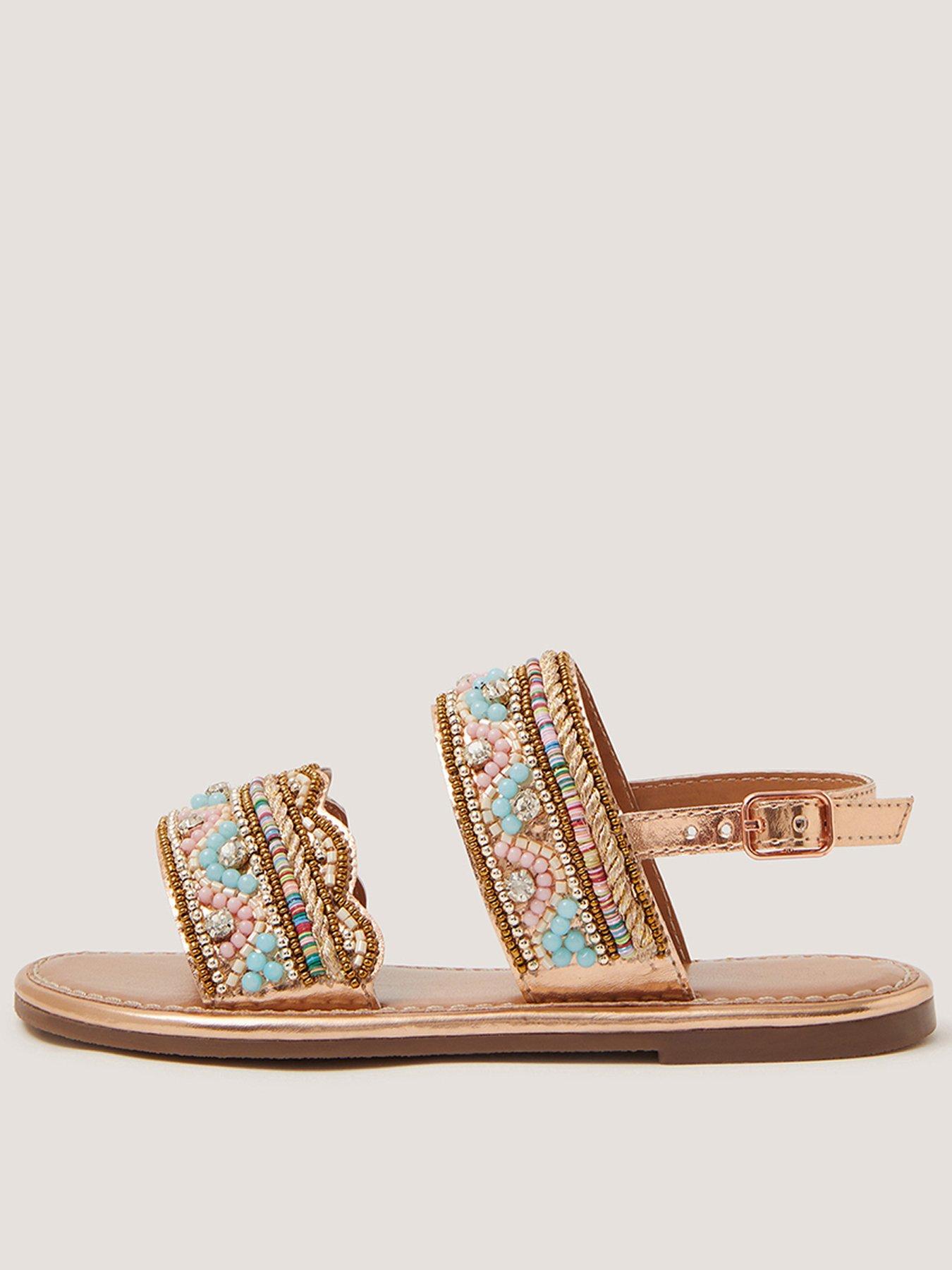 Image 1 of 3 of Monsoon Girls Pastel Scallop Bead Sandals - Multi