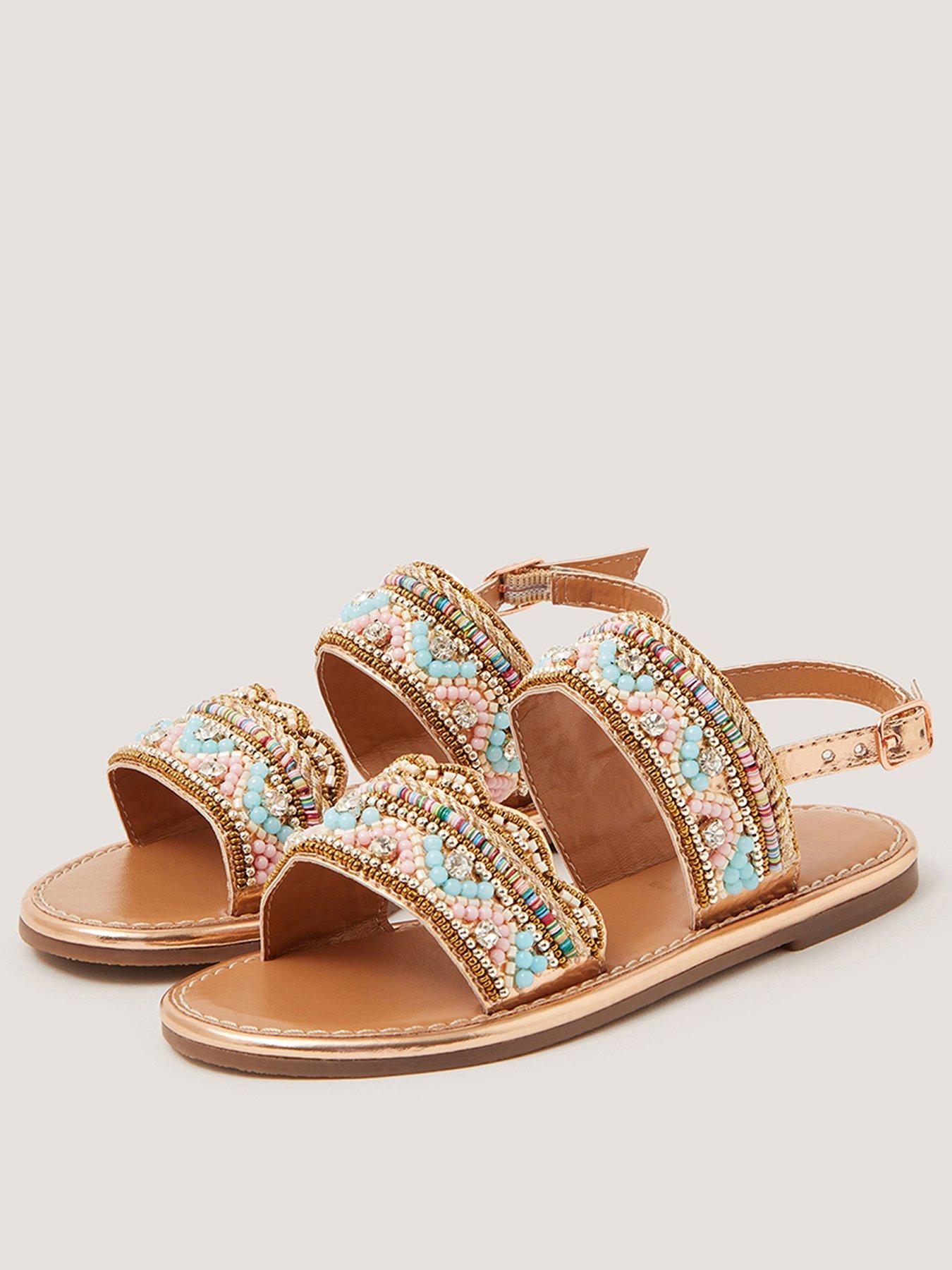 Image 2 of 3 of Monsoon Girls Pastel Scallop Bead Sandals - Multi