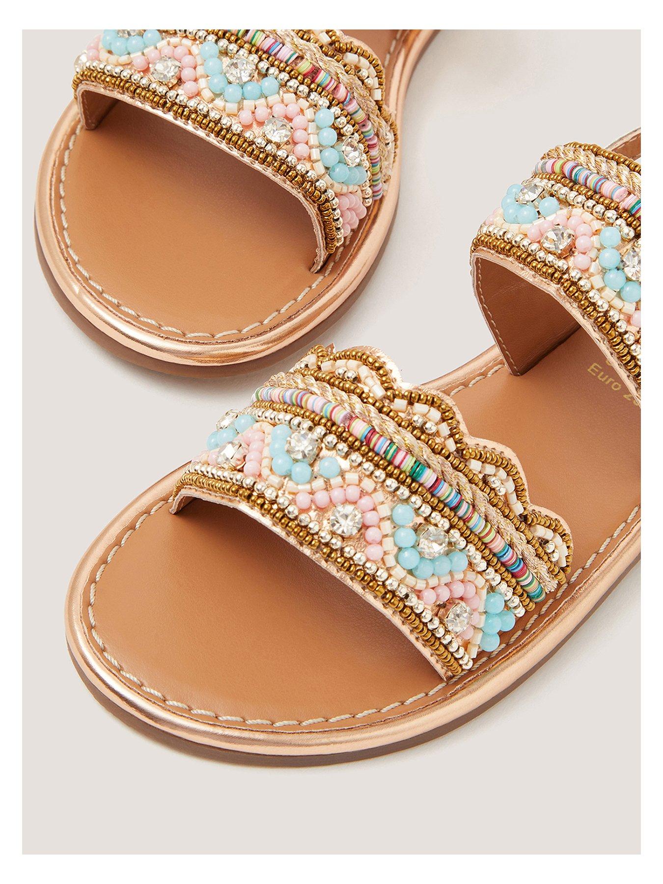 Image 3 of 3 of Monsoon Girls Pastel Scallop Bead Sandals - Multi