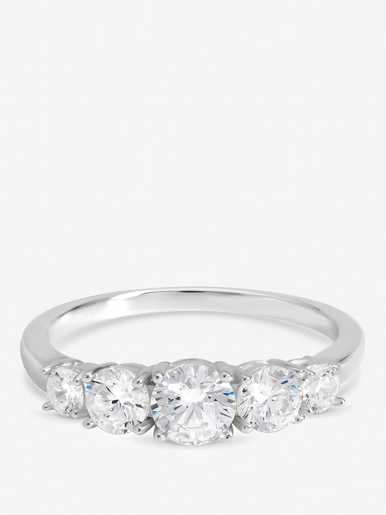 Inicio Sterling Silver Plated Cubic Zirconia Band Engagement Ring - Gift Pouch