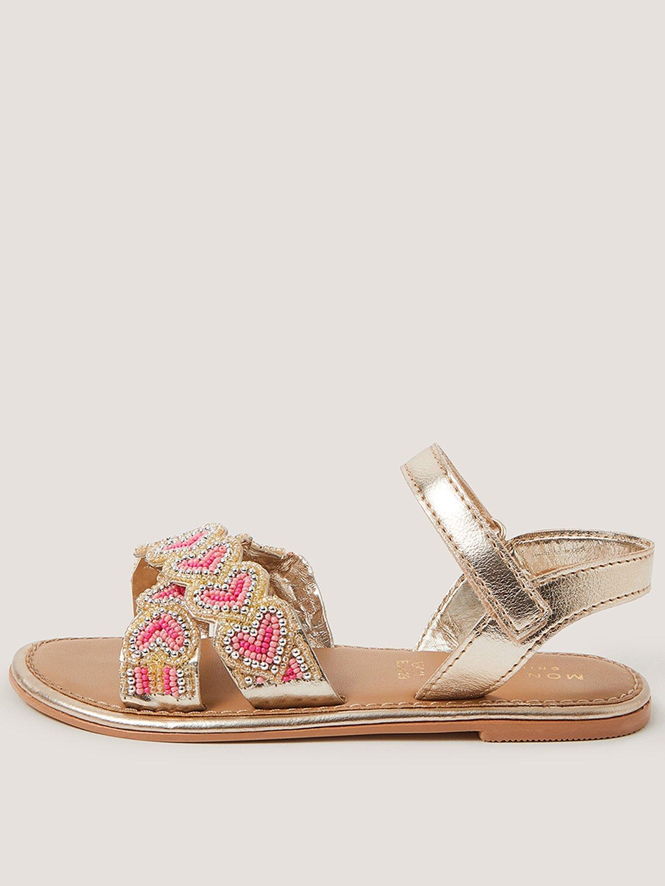 Monsoon Girls Heart Beaded Sandals - Multi