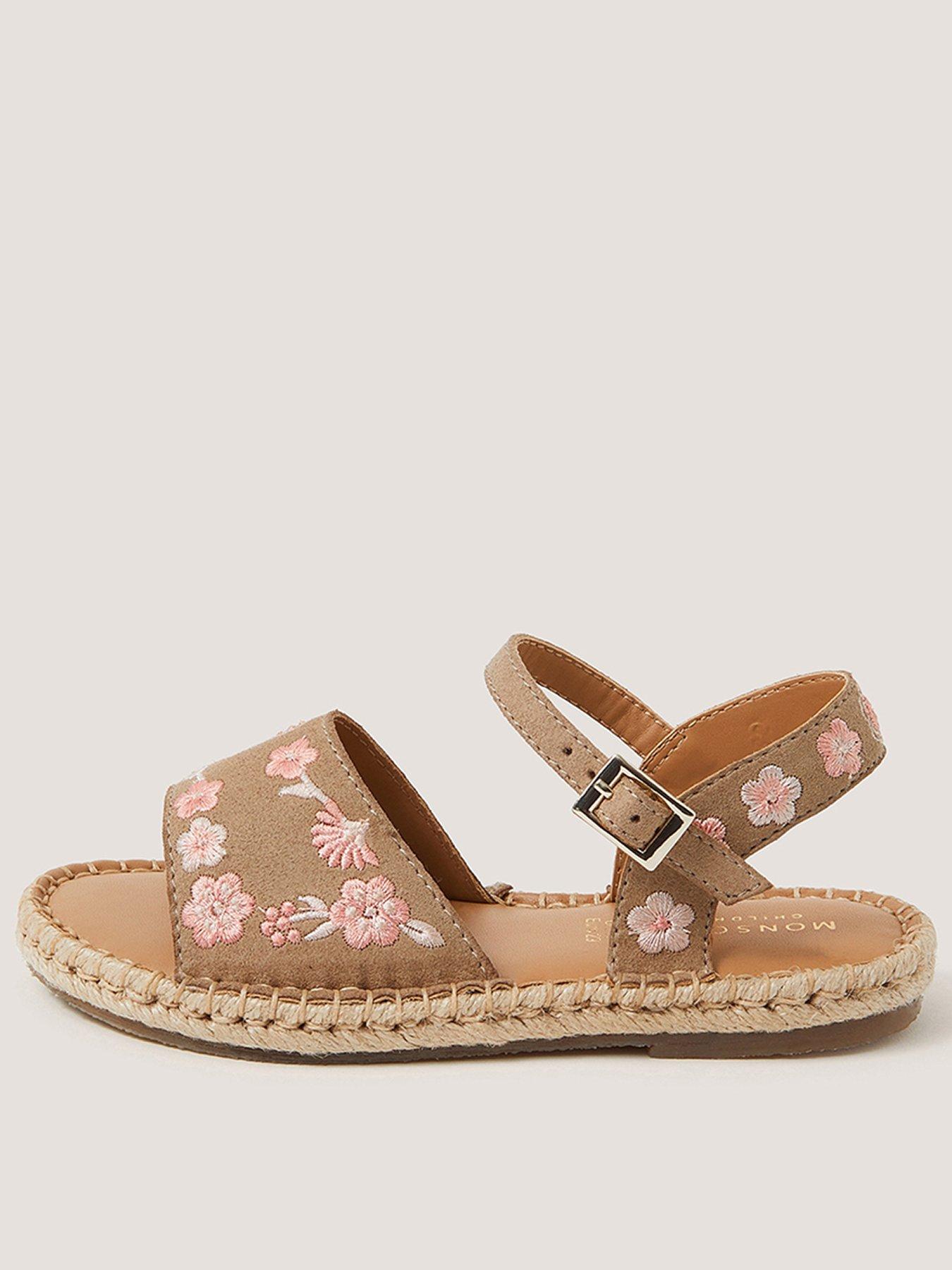 Monsoon Girls Natural Embroidered Espadrille Sandals - Multi