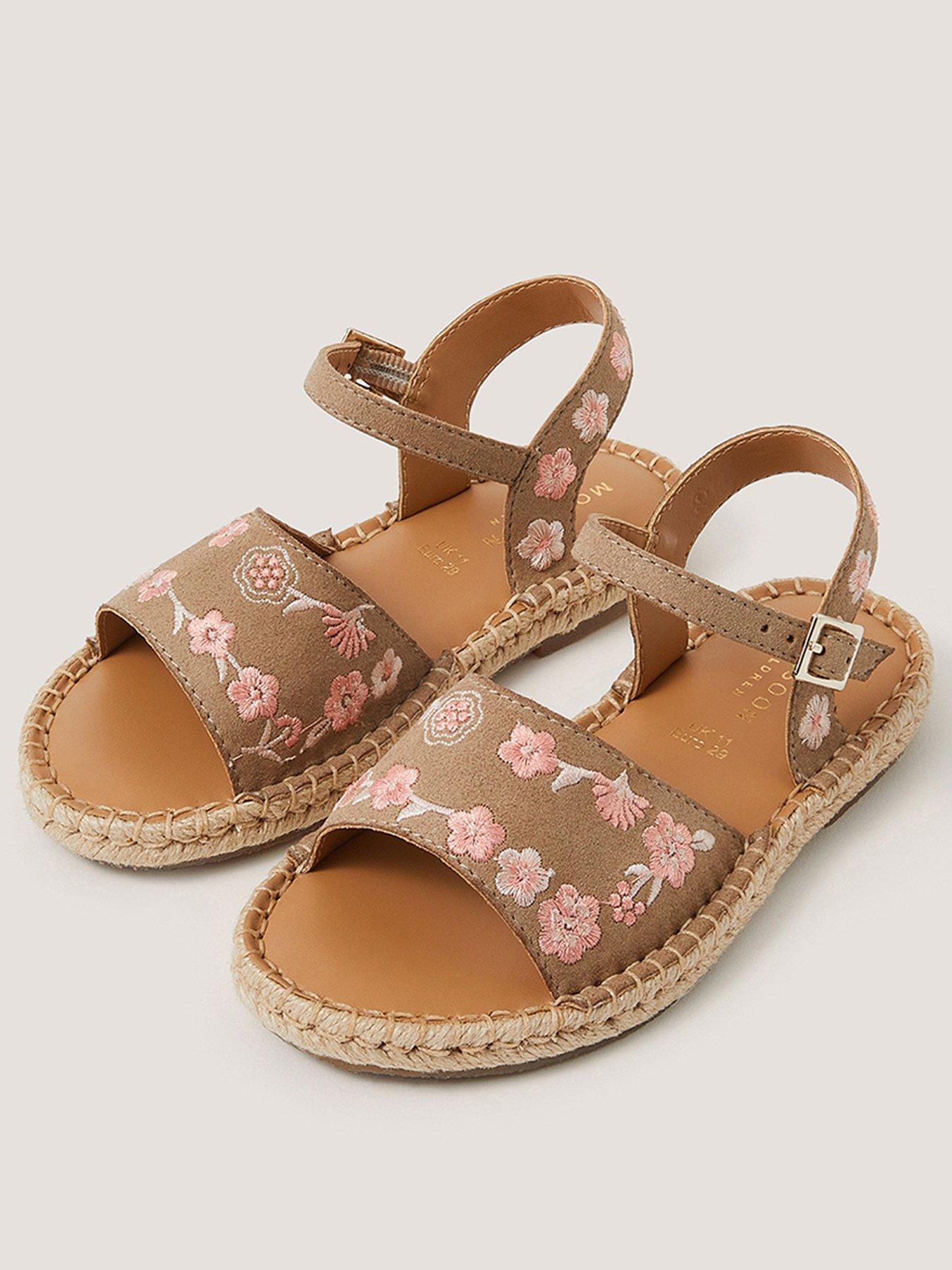 Image 2 of 3 of Monsoon Girls Natural Embroidered Espadrille Sandals - Multi