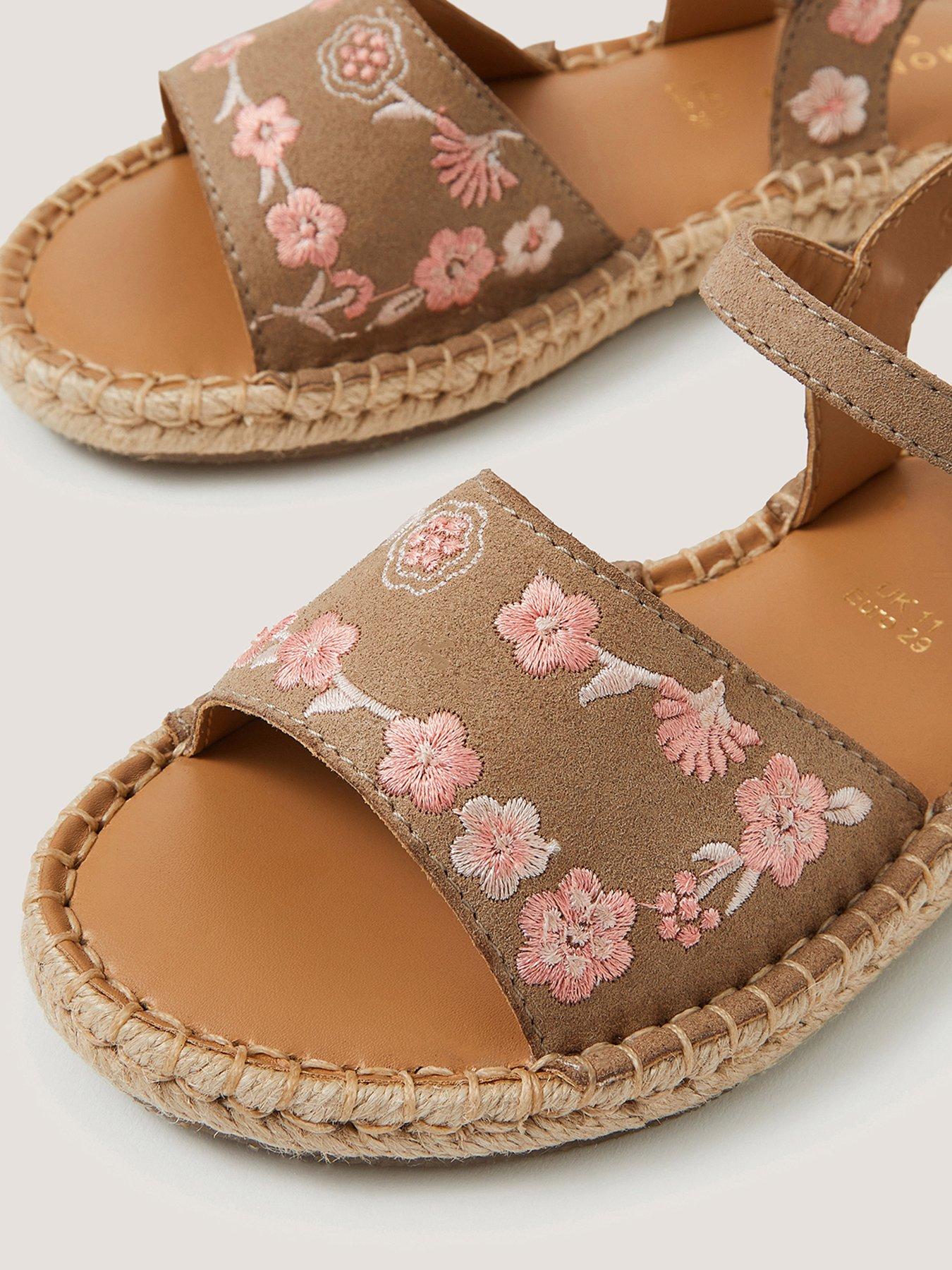 Image 3 of 3 of Monsoon Girls Natural Embroidered Espadrille Sandals - Multi