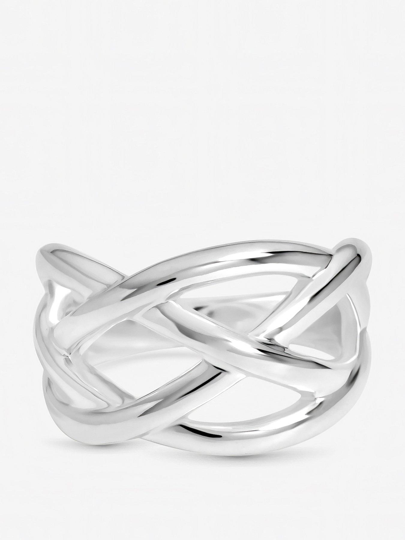 Inicio Sterling Silver Plated Statement Open Polished Ring - Gift Pouch