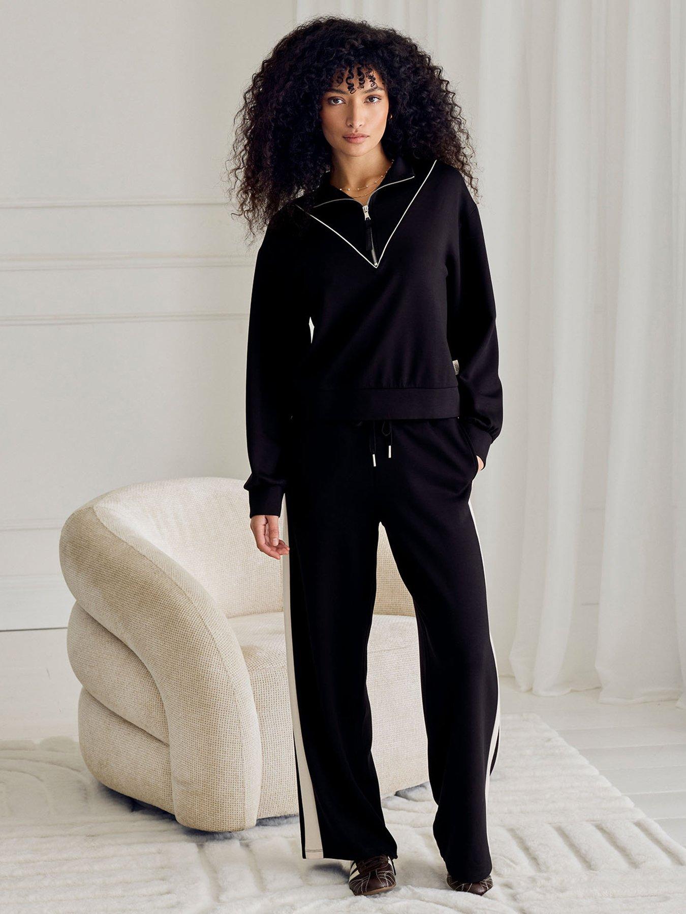 Image 3 of 6 of CHELSEA PEERS Luxecomfort Scuba Side Stripe Joggers - Black