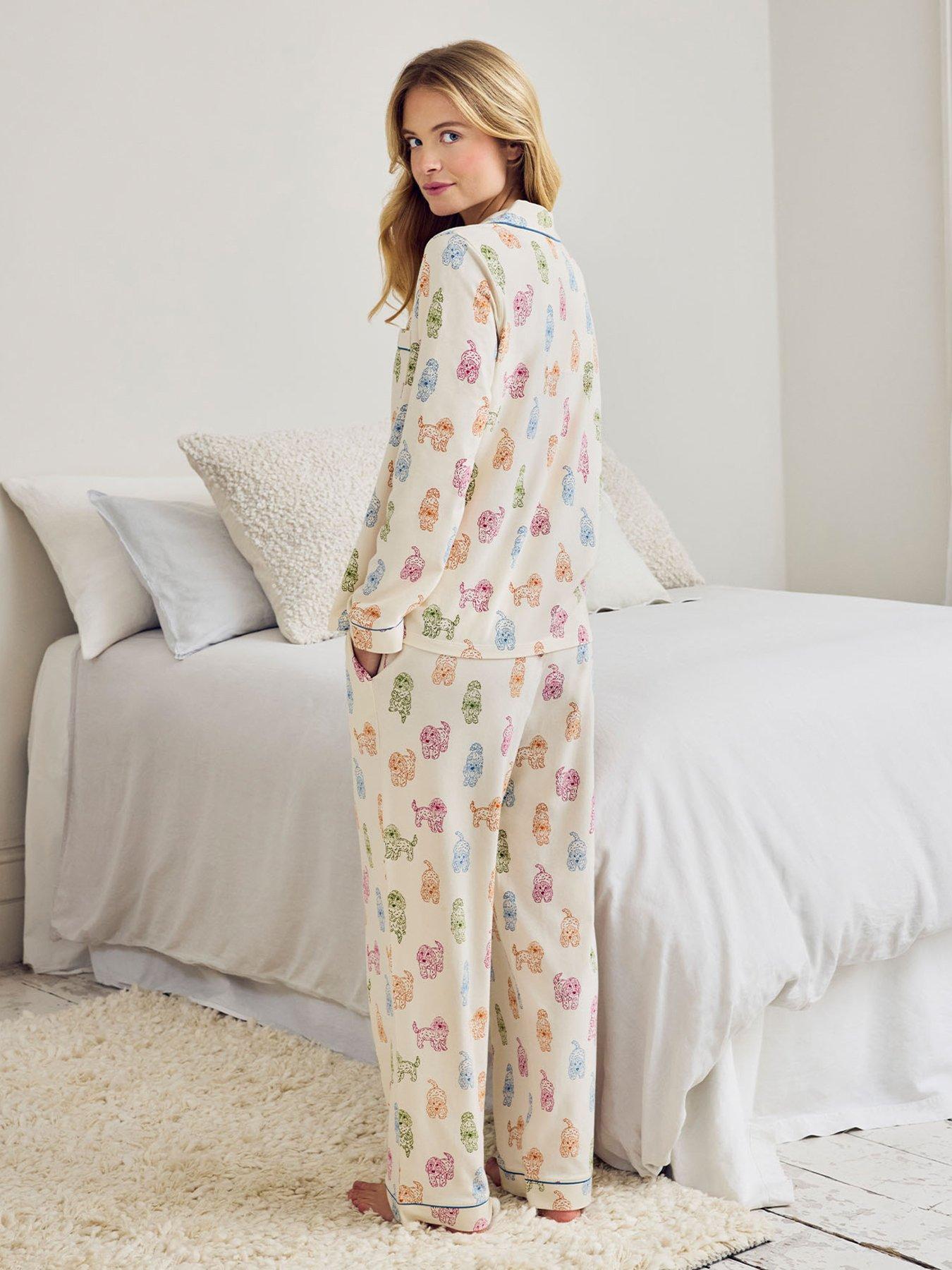 Image 2 of 6 of CHELSEA PEERS Organic Cotton Rainbow Cockapoo Print Long Pyjama Set