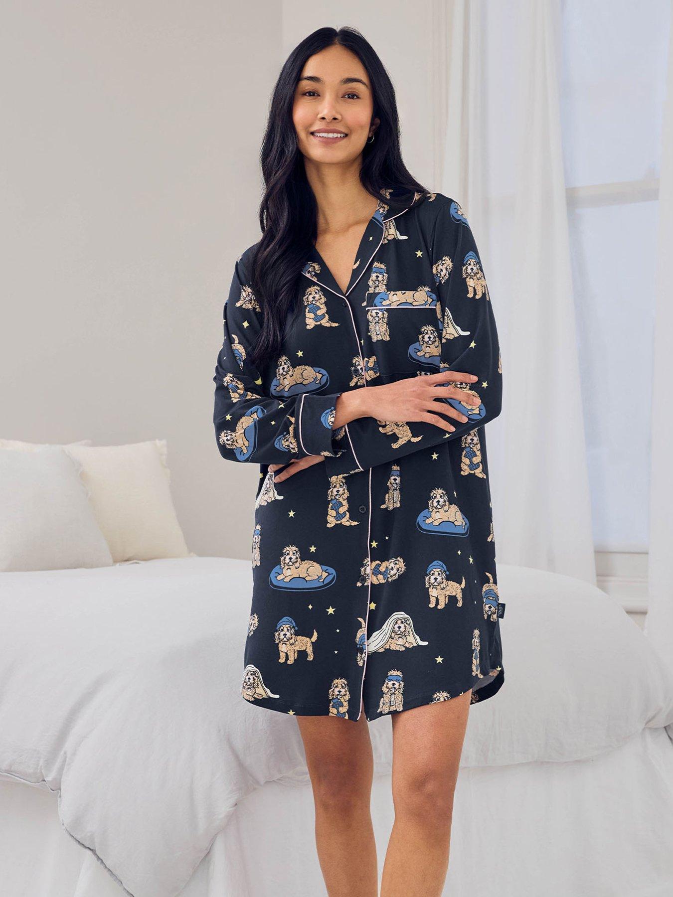 Image 1 of 6 of CHELSEA PEERS Cockapoo Snooze Print Nightshirt