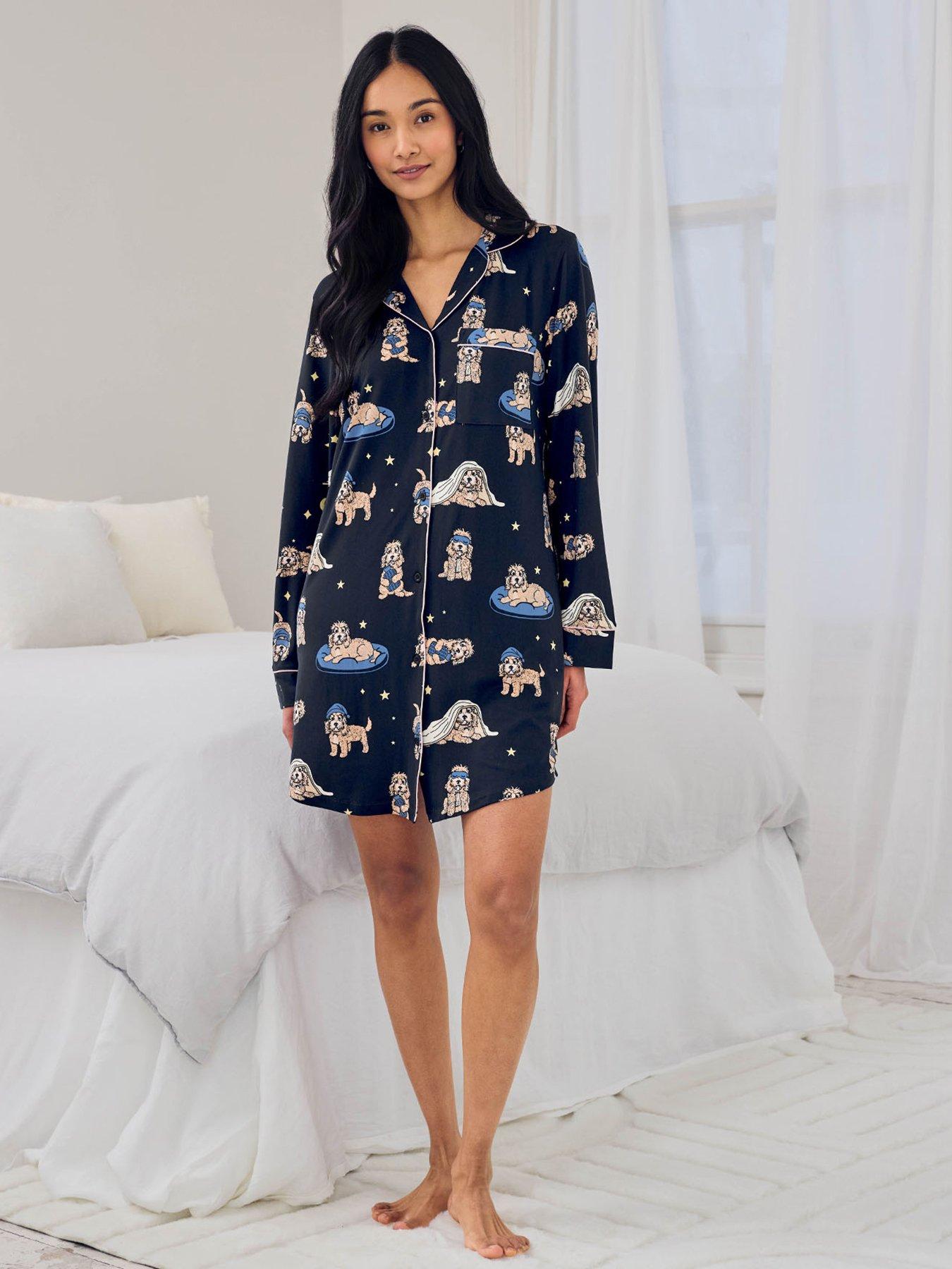 Image 3 of 6 of CHELSEA PEERS Cockapoo Snooze Print Nightshirt