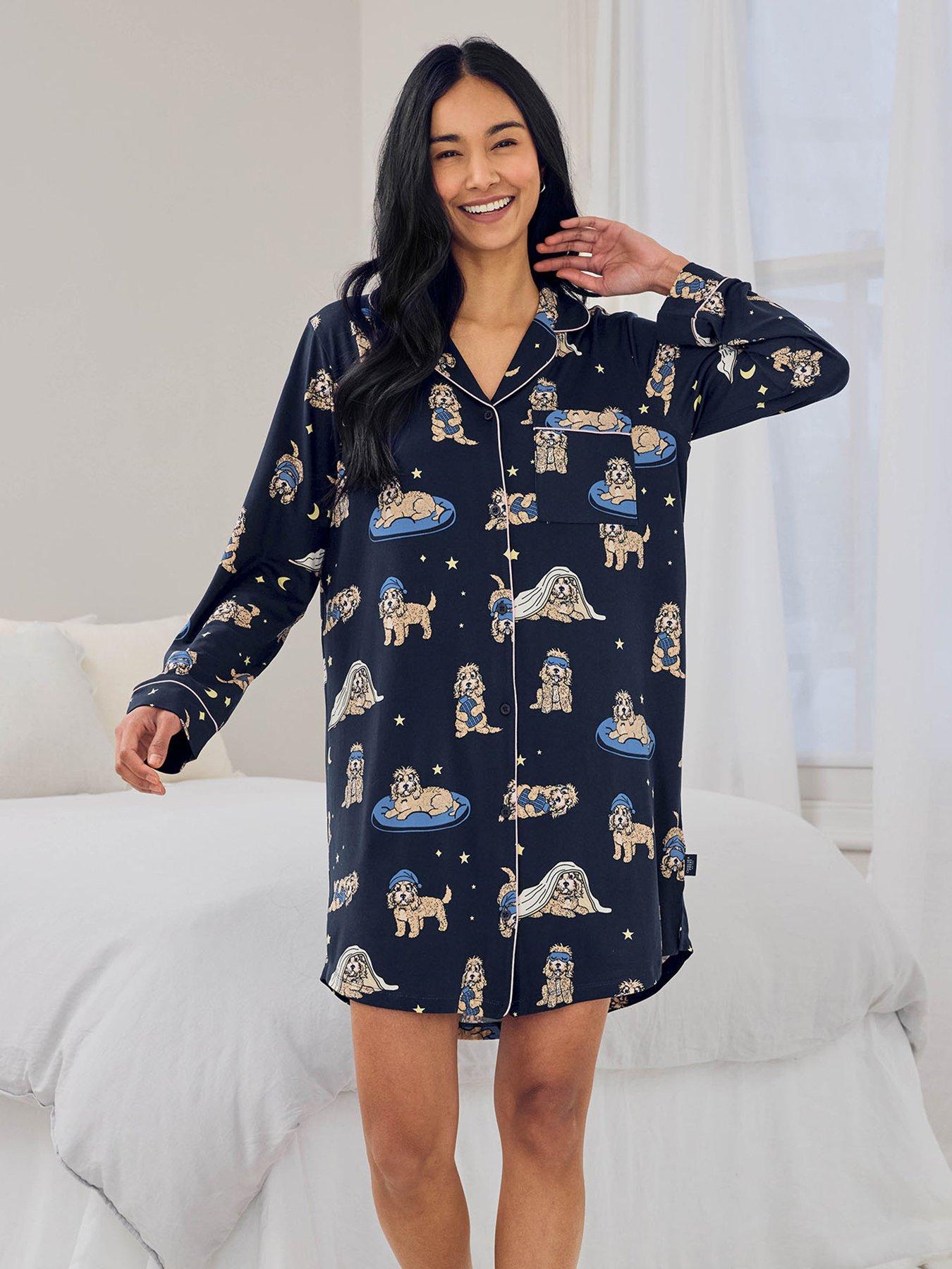 Image 4 of 6 of CHELSEA PEERS Cockapoo Snooze Print Nightshirt